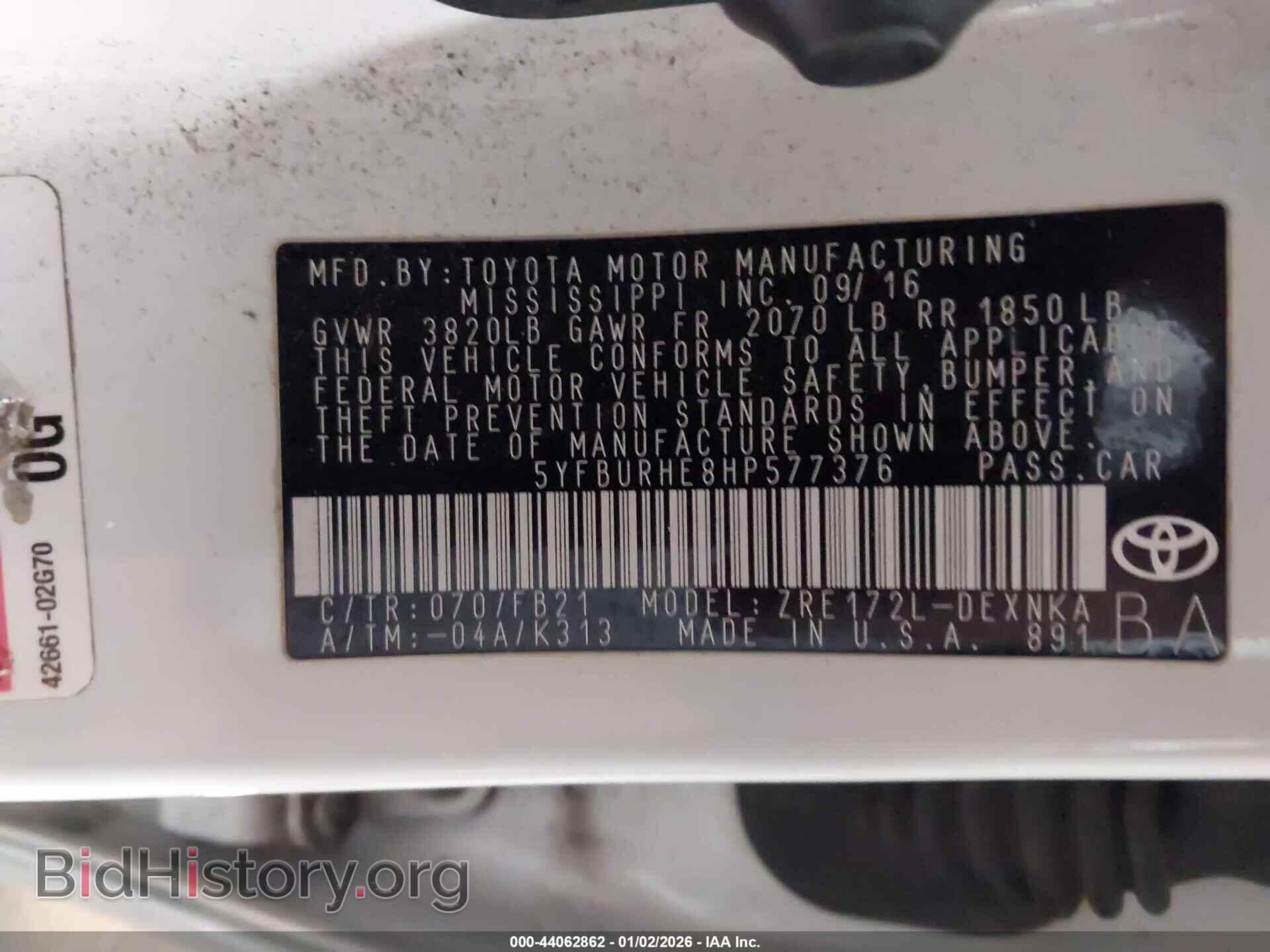 2017 TOYOTA COROLLA - VIN: 5YFBURHE8HP577376 - Фото 9