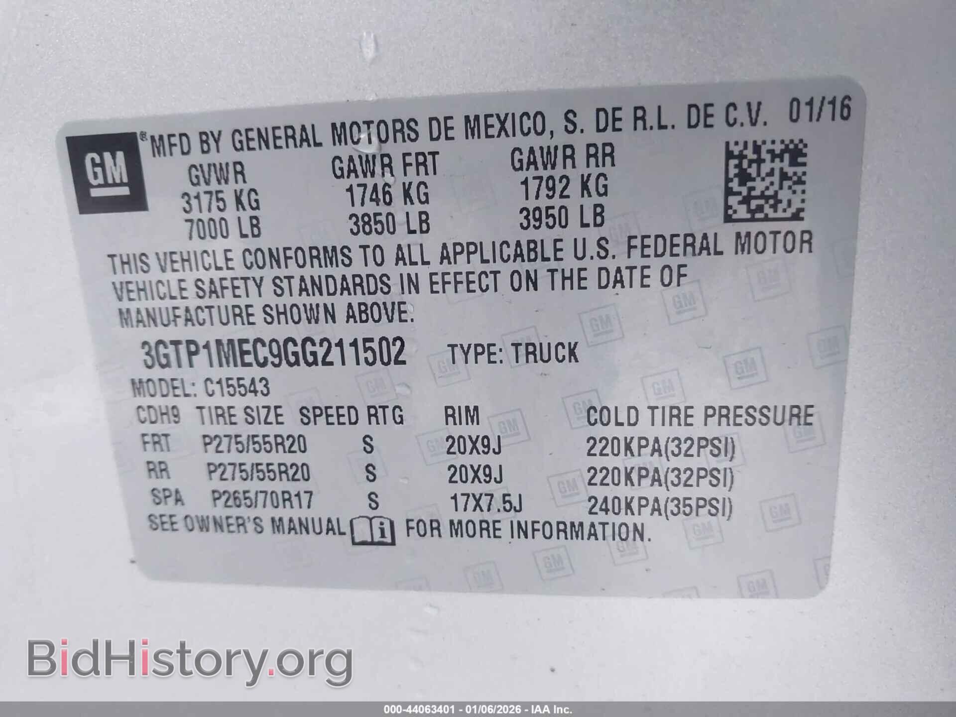 2016 GMC SIERRA 1500 - VIN: 3GTP1MEC9GG211502 - Фото 9