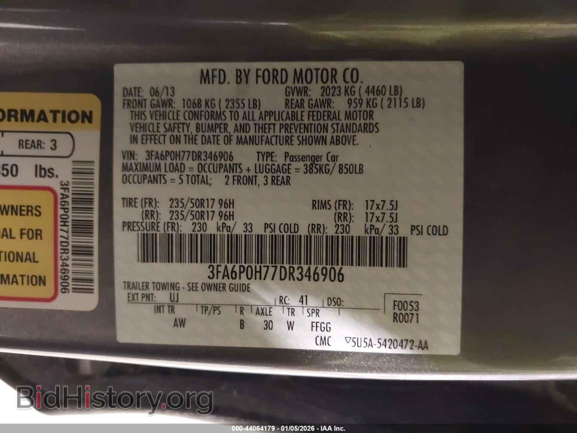 2013 FORD FUSION - VIN: 3FA6P0H77DR346906 - Фото 9
