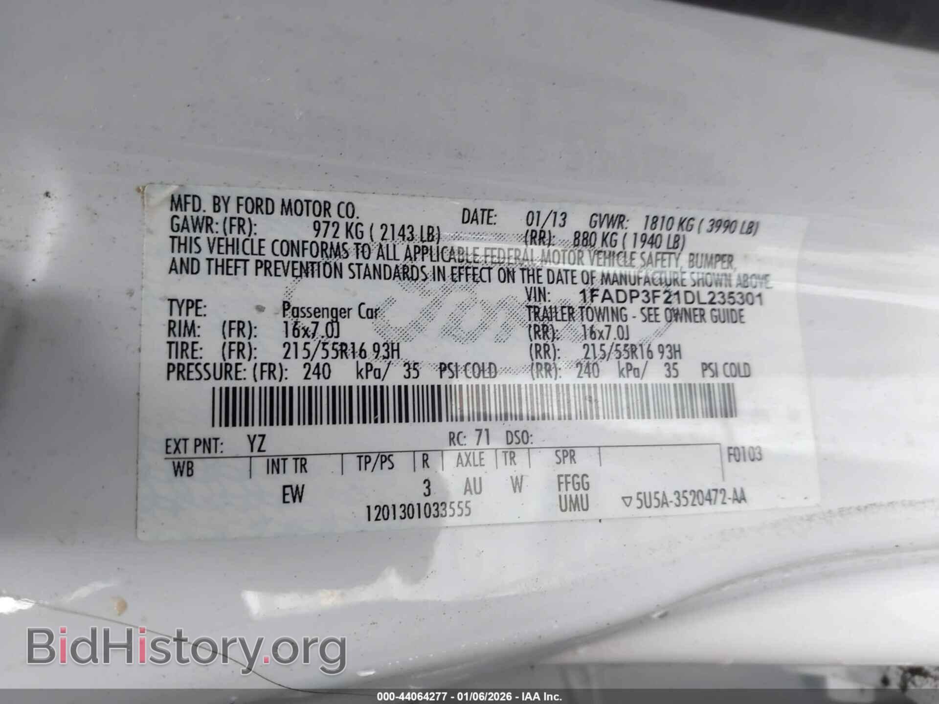 2013 FORD FOCUS - VIN: 1FADP3F21DL235301 - Фото 9