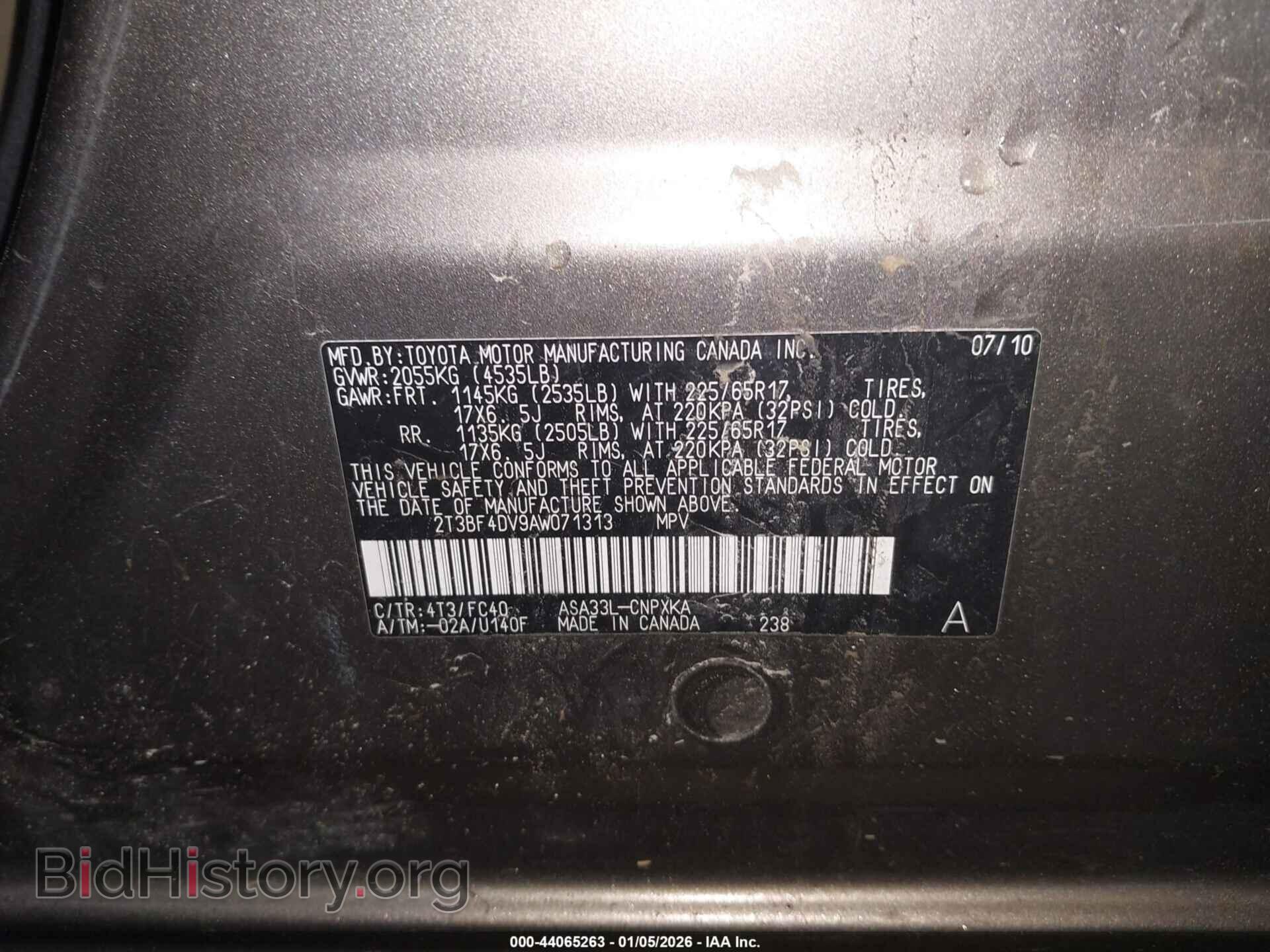 2010 TOYOTA RAV4 - VIN: 2T3BF4DV9AW071313 - Фото 9