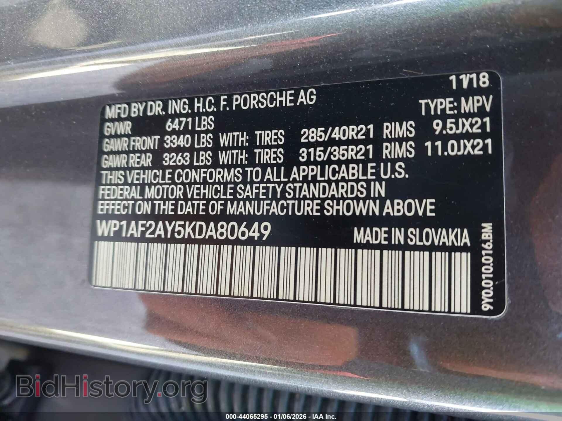 2019 PORSCHE CAYENNE - VIN: WP1AF2AY5KDA80649 - Фото 9