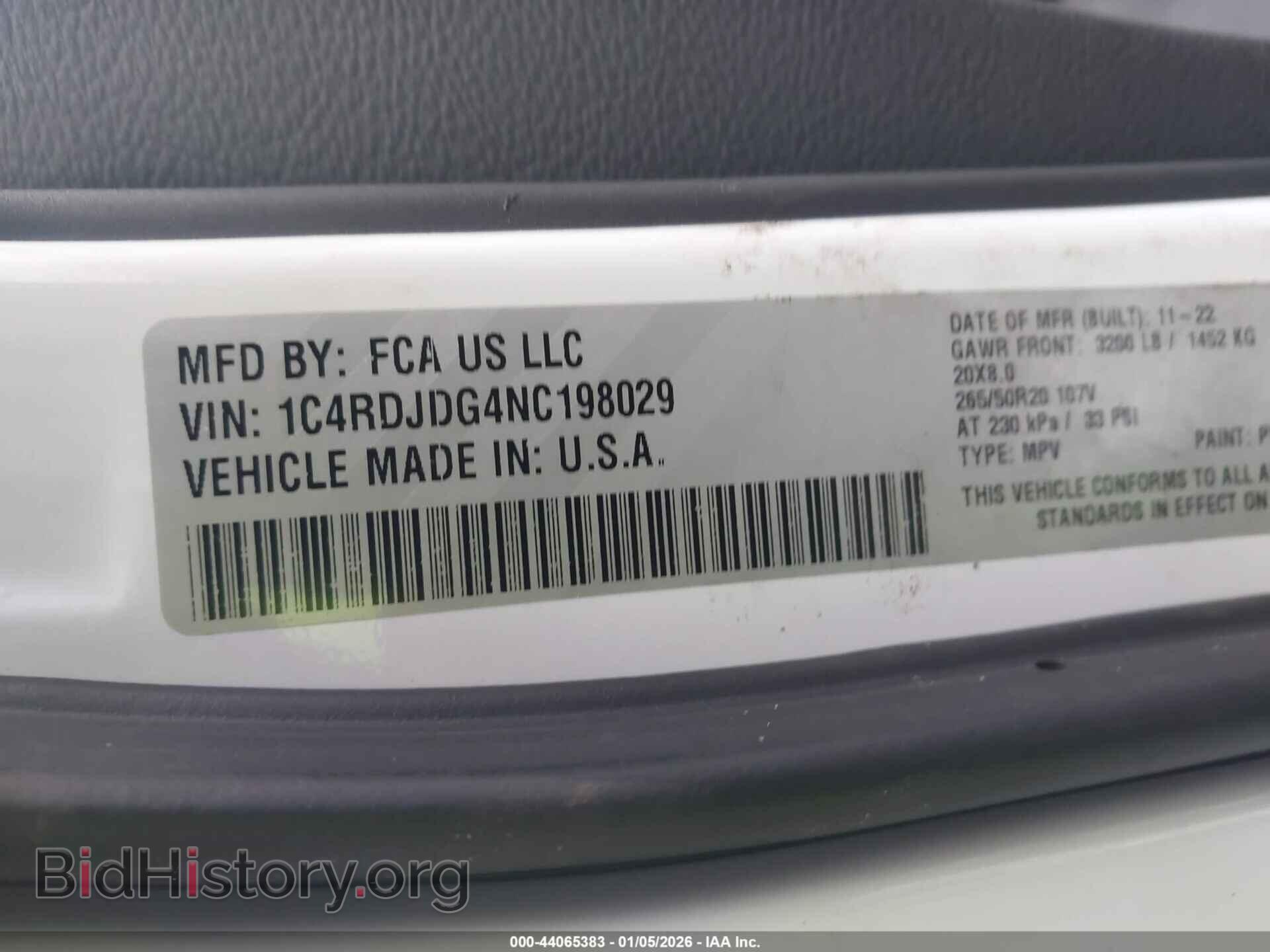 2022 DODGE DURANGO - VIN: 1C4RDJDG4NC198029 - Фото 9