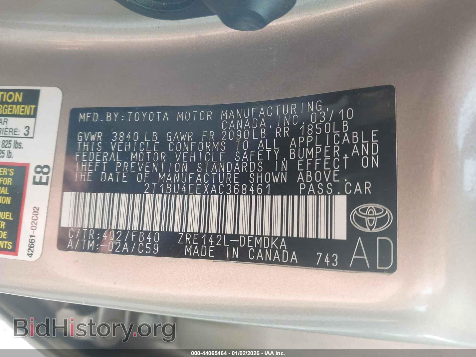 2010 TOYOTA COROLLA - VIN: 2T1BU4EEXAC368461 - Фото 9
