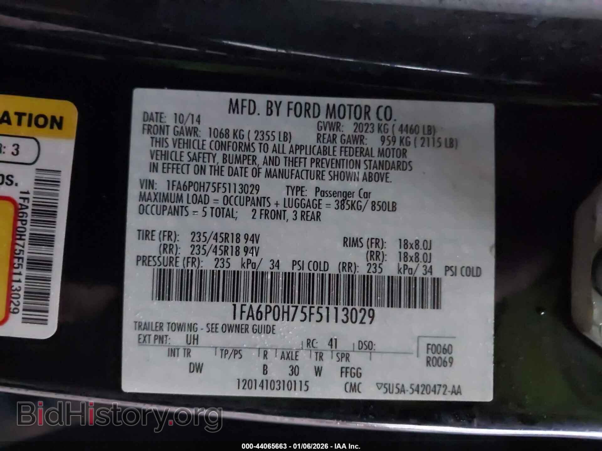 2015 FORD FUSION - VIN: 1FA6P0H75F5113029 - Фото 9