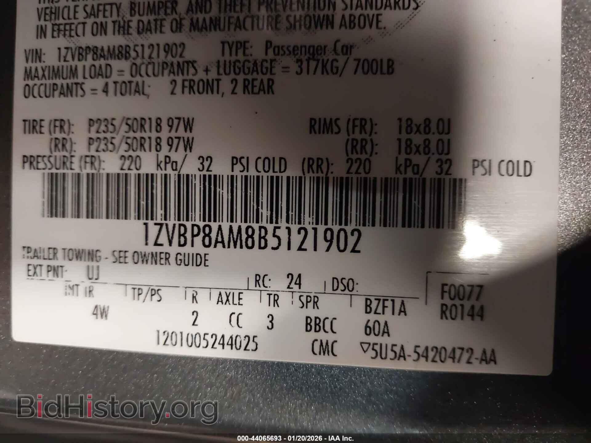 2011 FORD MUSTANG - VIN: 1ZVBP8AM8B5121902 - Фото 9