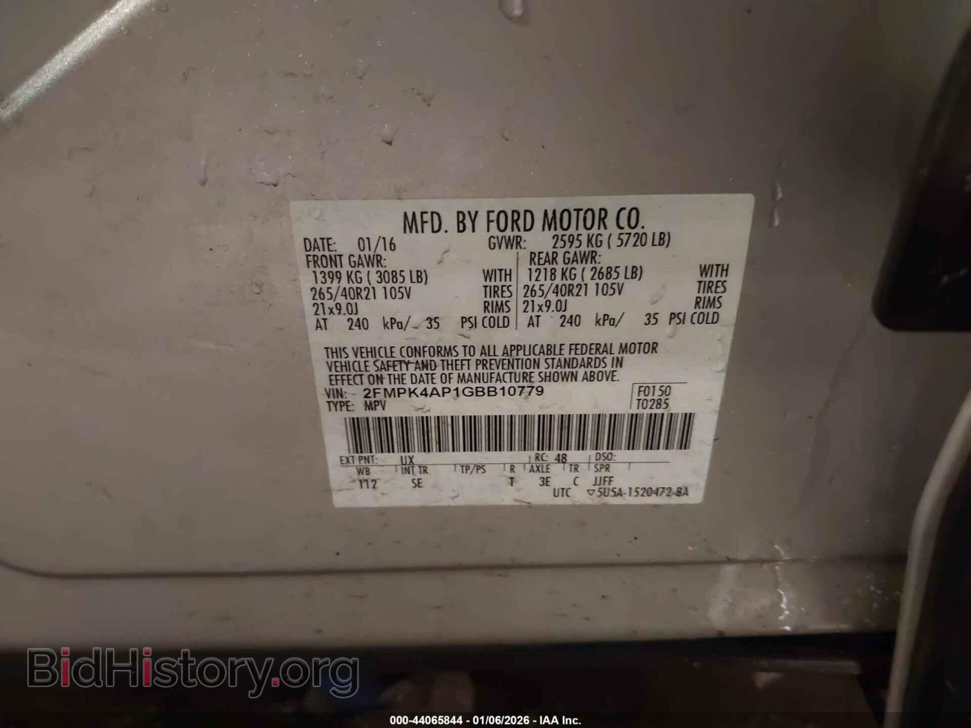 2016 FORD EDGE - VIN: 2FMPK4AP1GBB10779 - Photo 9