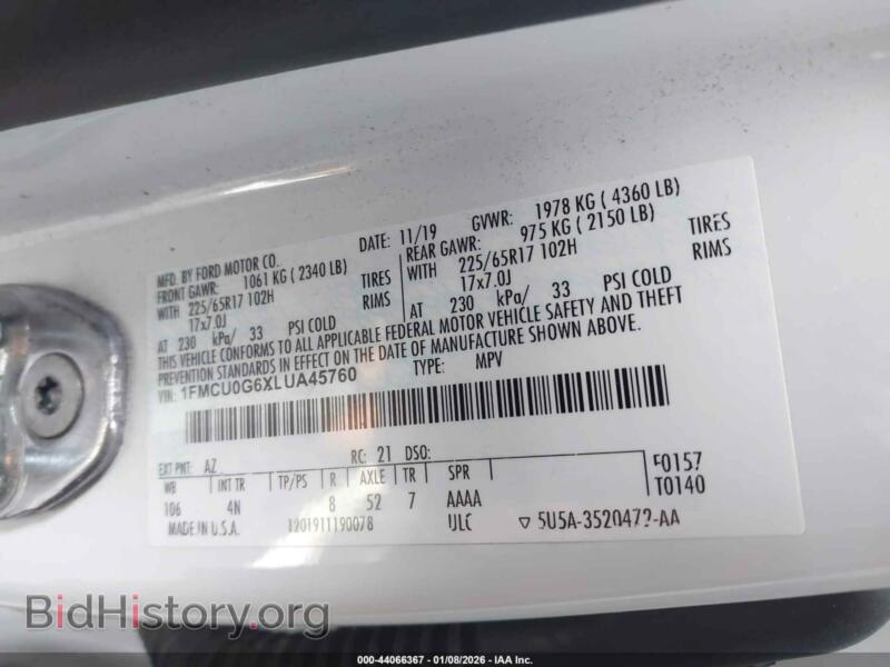 2020 Ford ESCAPE (VIN 1FMCU0G6XLUA45760) — photo 9 of 16