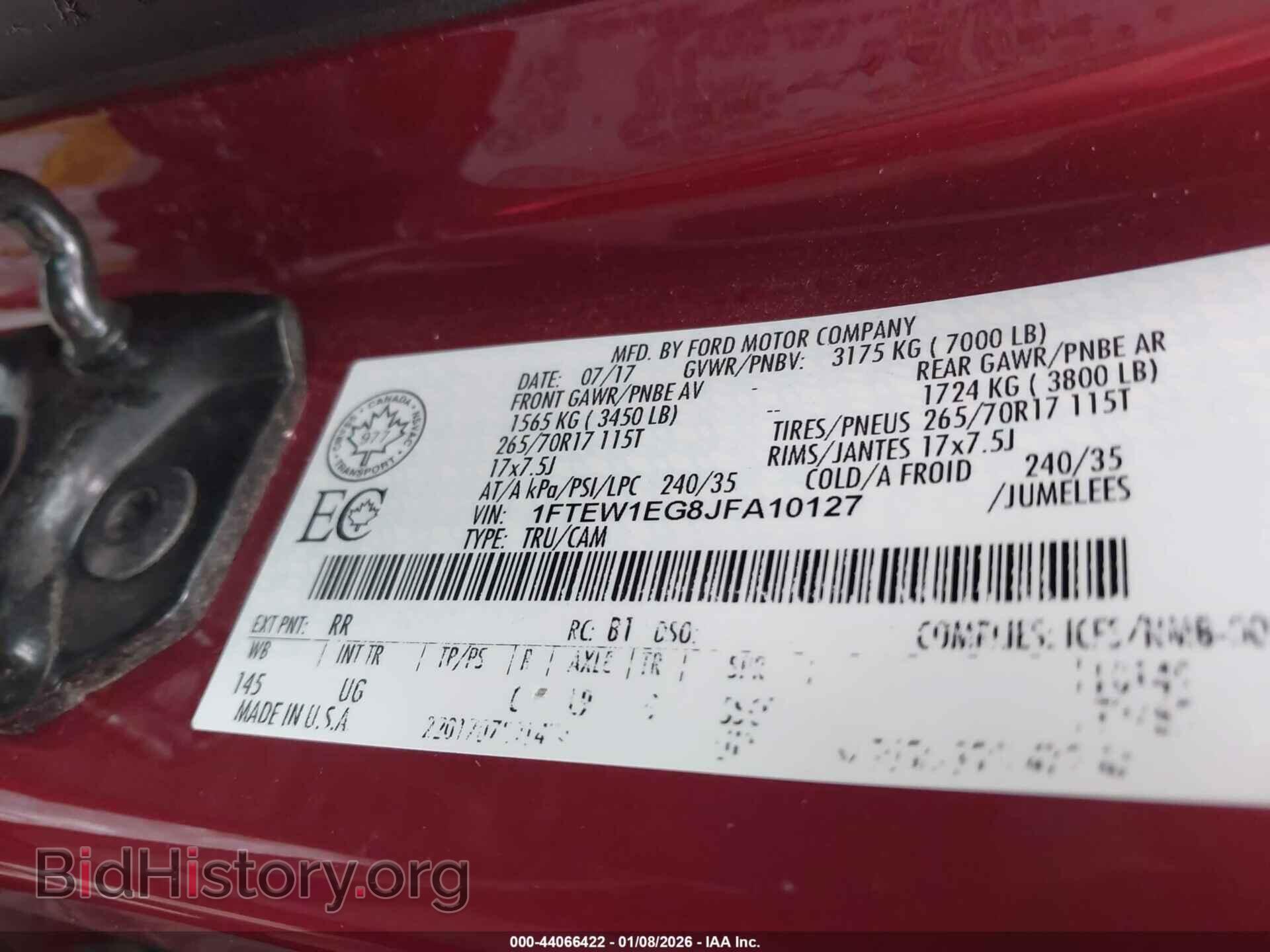 2018 FORD F-150 - VIN: 1FTEW1EG8JFA10127 - Фото 9