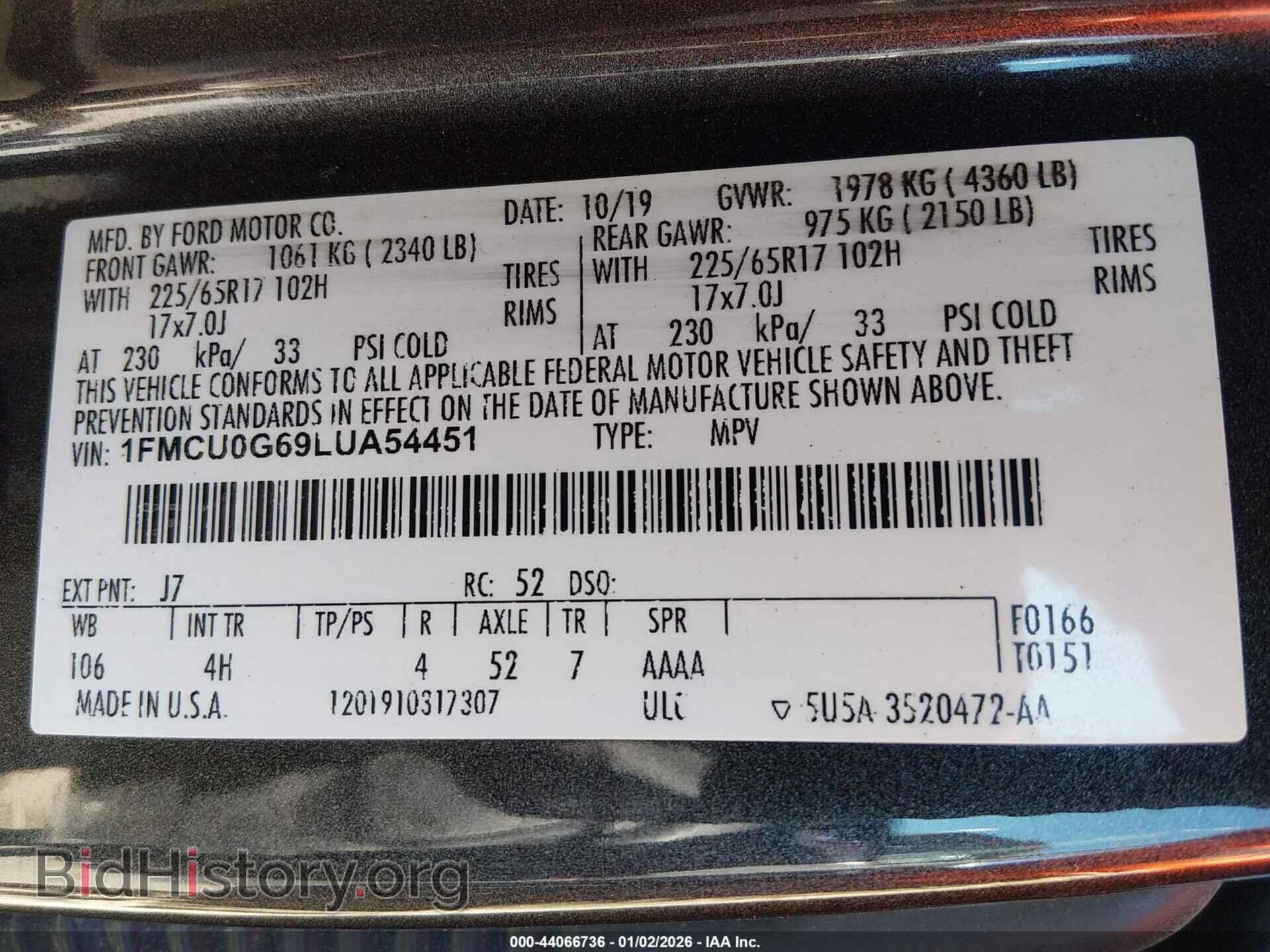 2020 FORD ESCAPE - VIN: 1FMCU0G69LUA54451 - Photo 9
