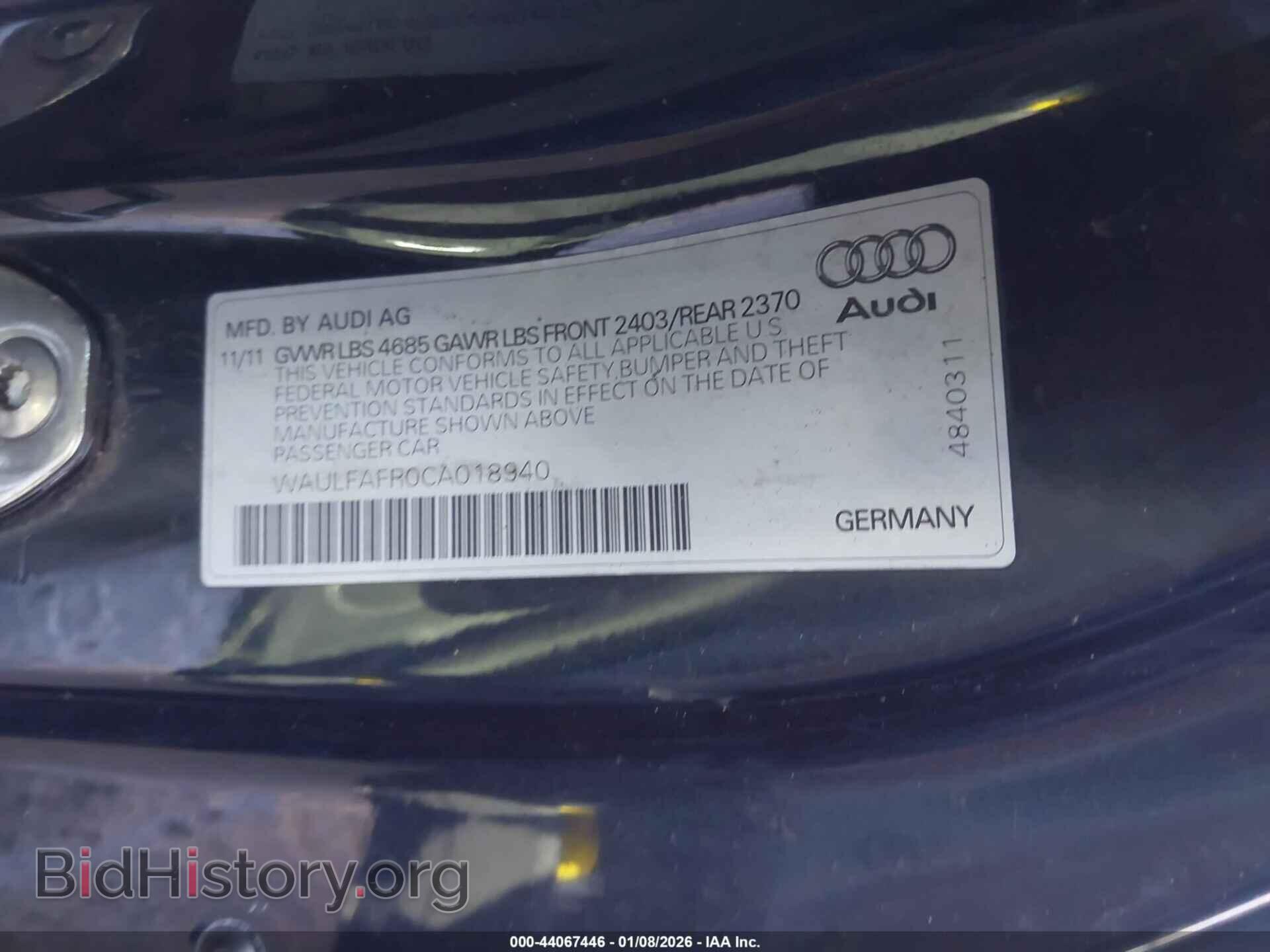2012 AUDI A5 - VIN: WAULFAFR0CA018940 - Фото 9
