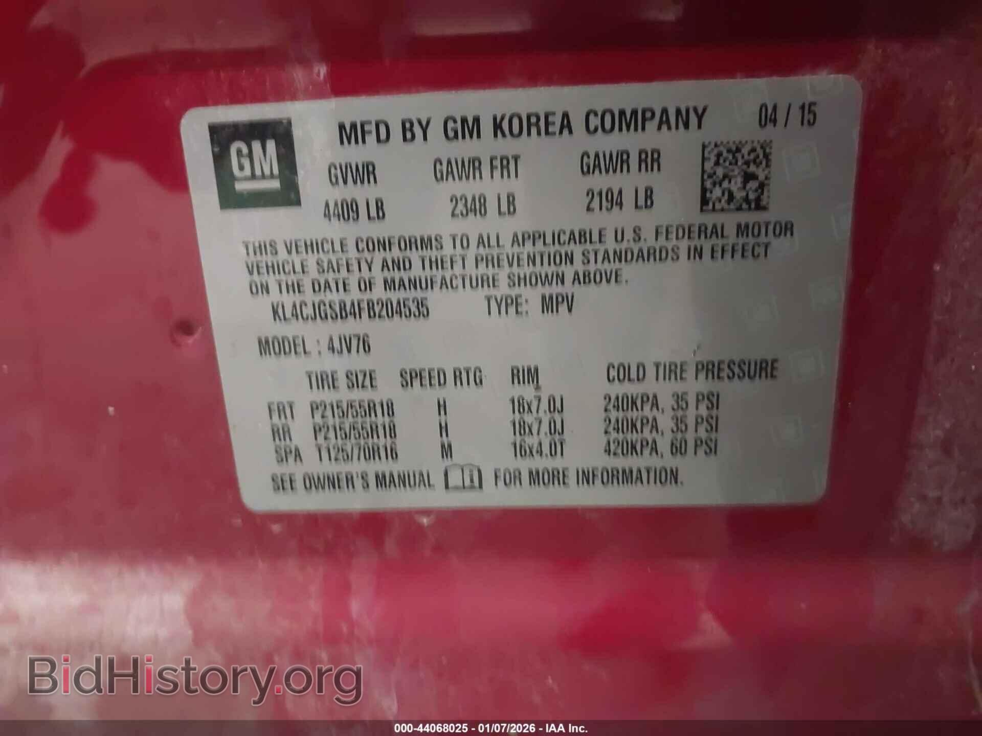 2015 BUICK ENCORE - VIN: KL4CJGSB4FB204535 - Фото 9