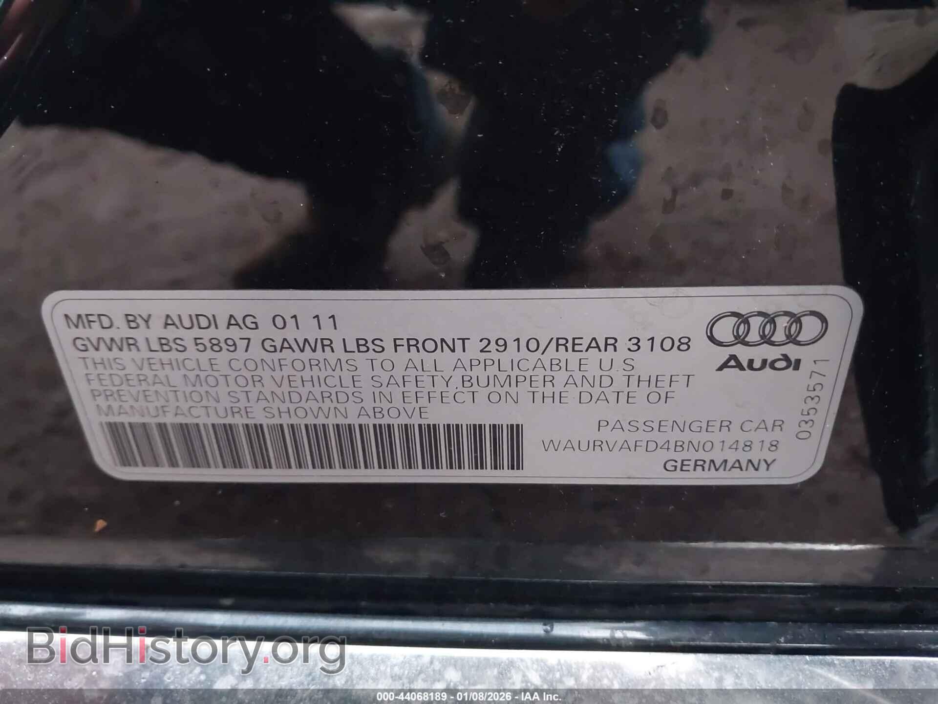 2011 AUDI A8 L - VIN: WAURVAFD4BN014818 - Фото 9