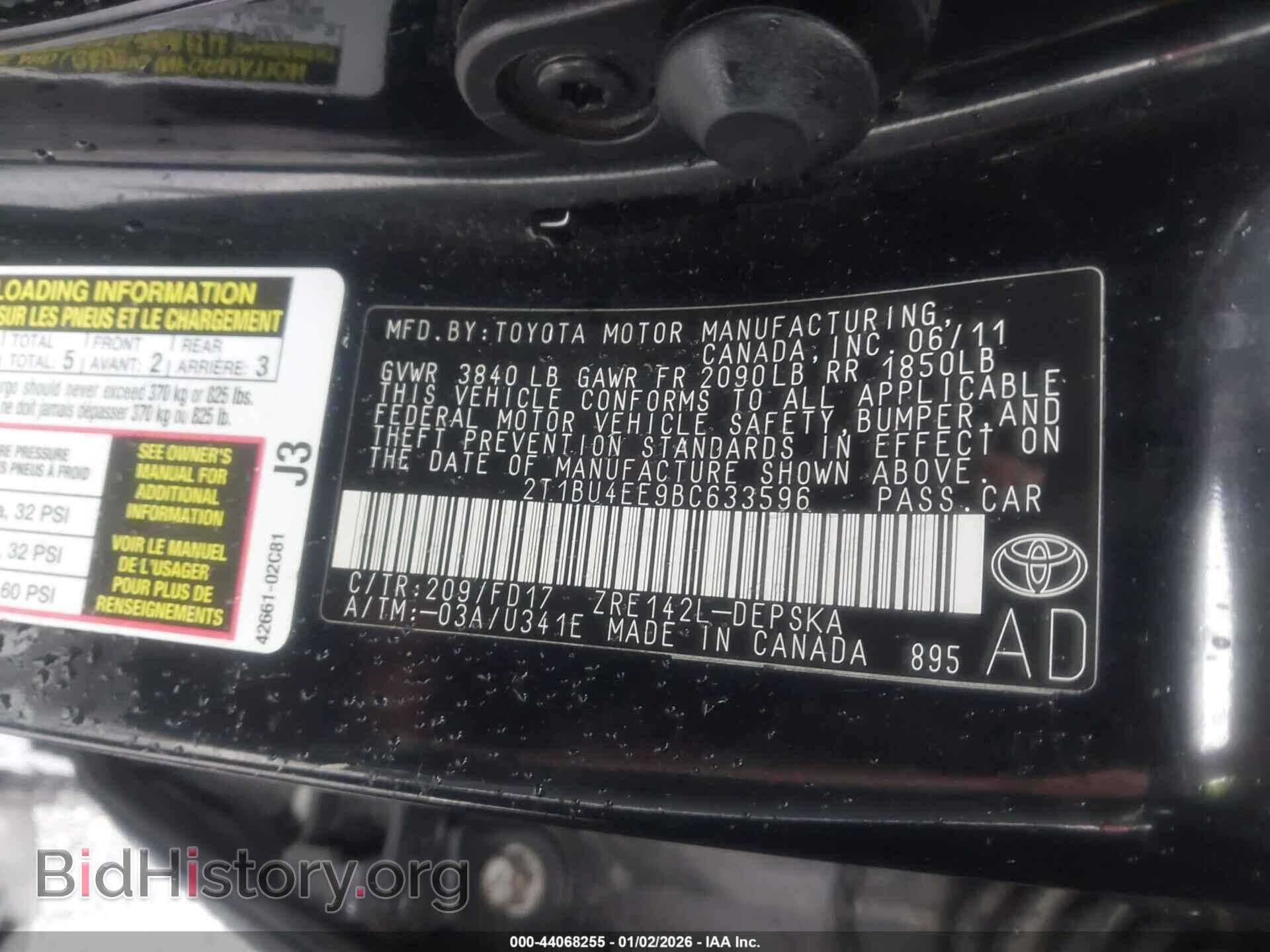 2011 TOYOTA COROLLA - VIN: 2T1BU4EE9BC633596 - Фото 9