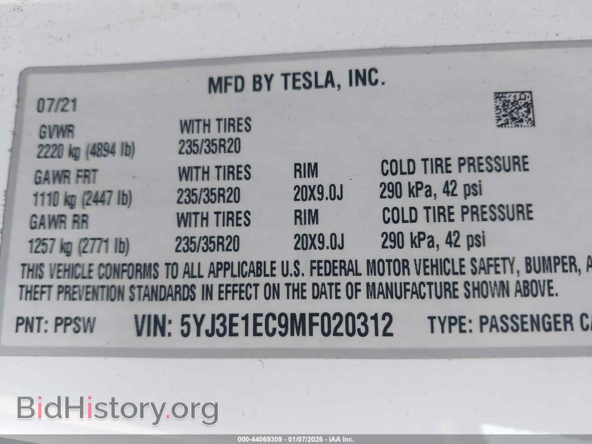2021 TESLA MODEL 3 - VIN: 5YJ3E1EC9MF020312 - Фото 9
