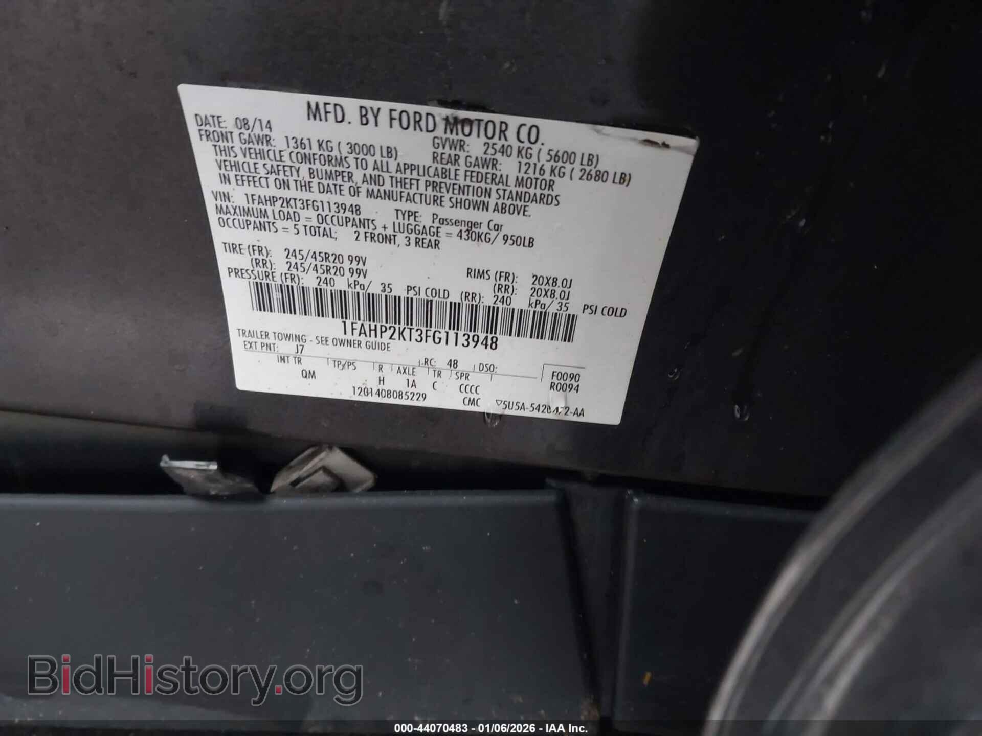 2015 FORD TAURUS - VIN: 1FAHP2KT3FG113948 - Фото 9