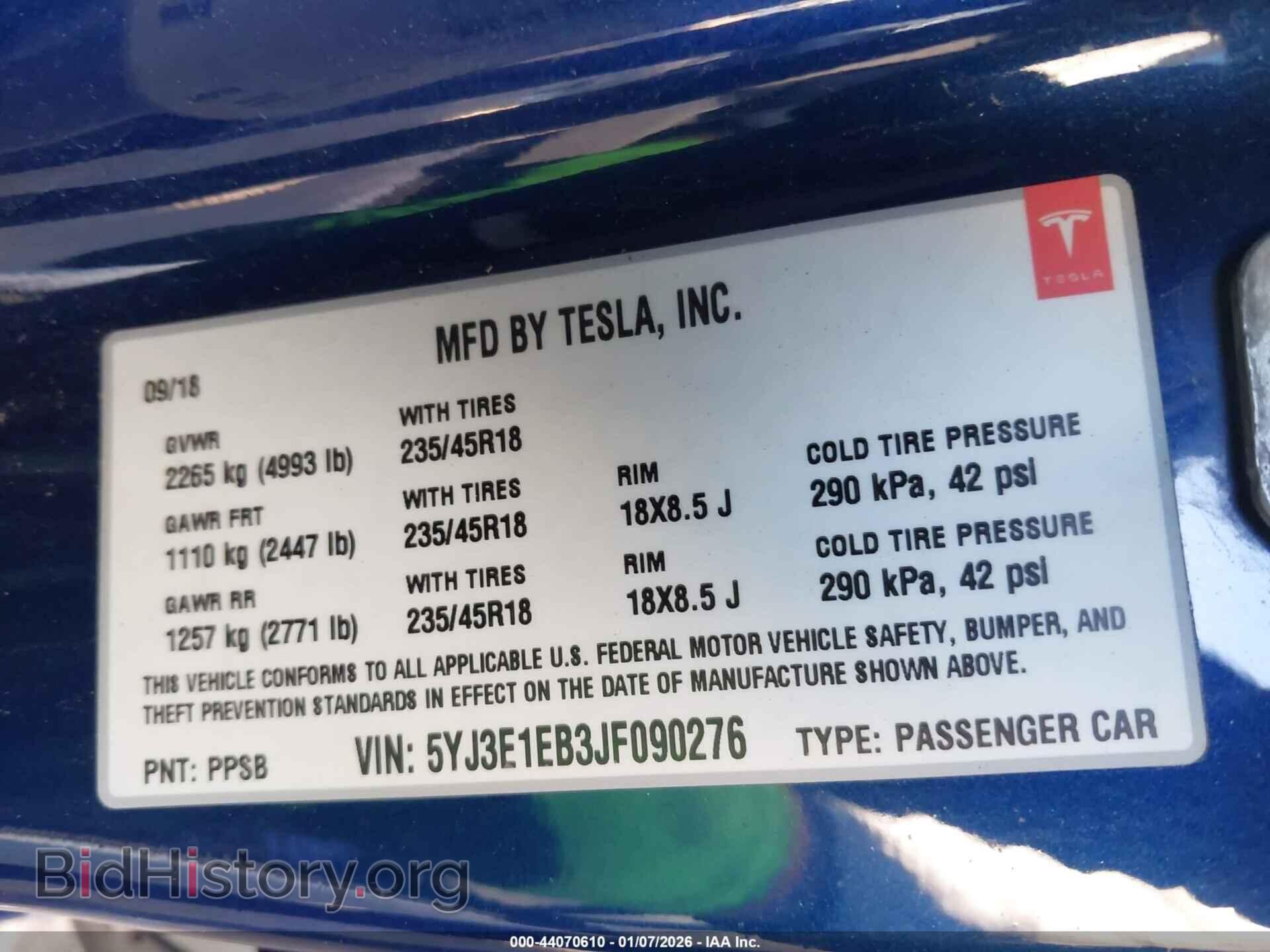 2018 TESLA MODEL 3 - VIN: 5YJ3E1EB3JF090276 - Photo 9