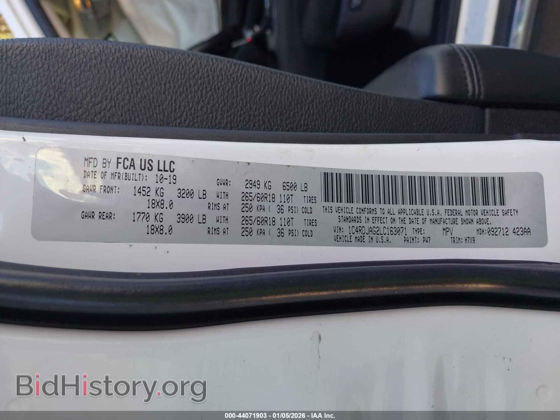 2020 DODGE DURANGO - VIN: 1C4RDJAG2LC163071 - Фото 9