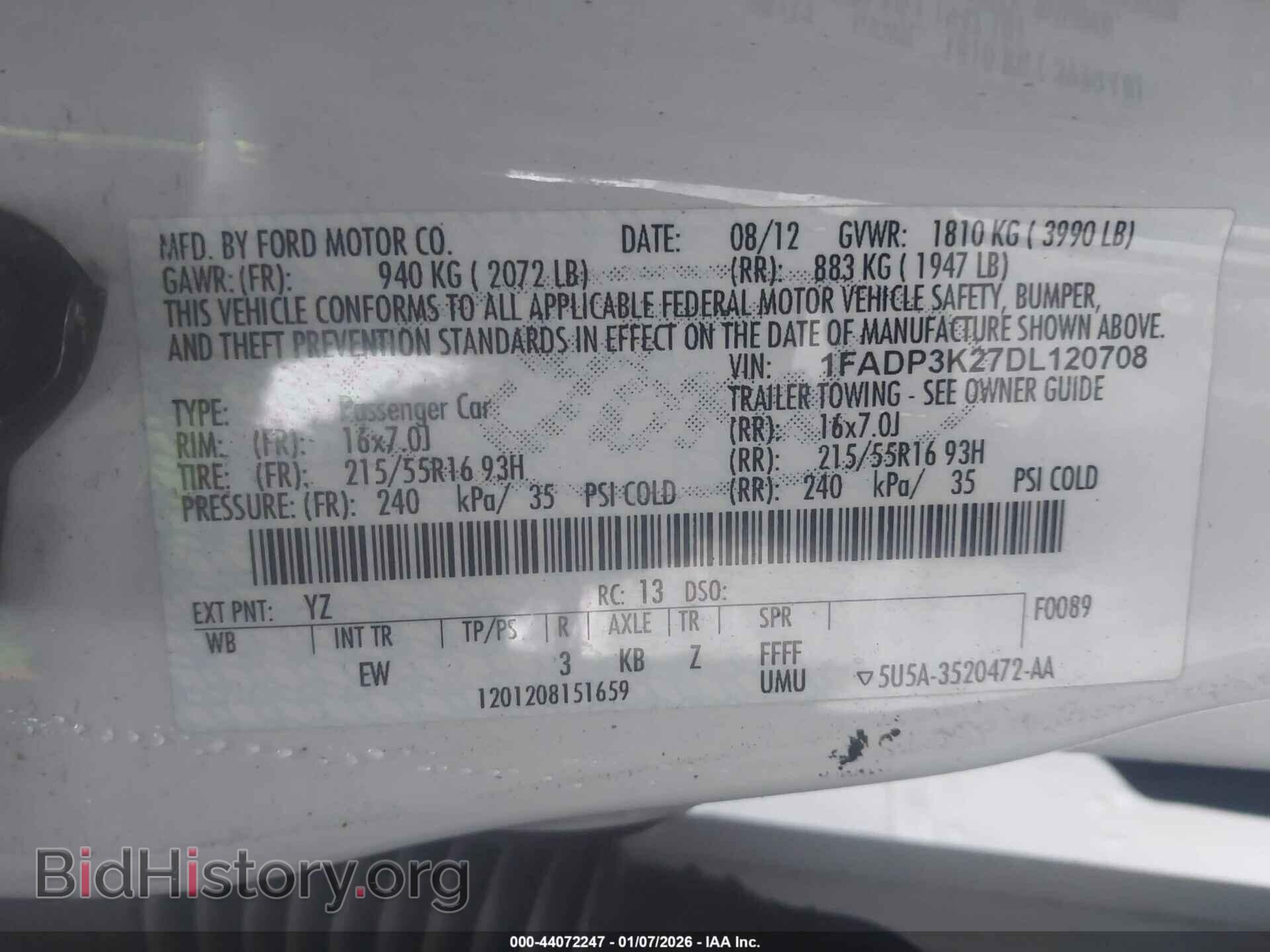 2013 FORD FOCUS - VIN: 1FADP3K27DL120708 - Фото 9