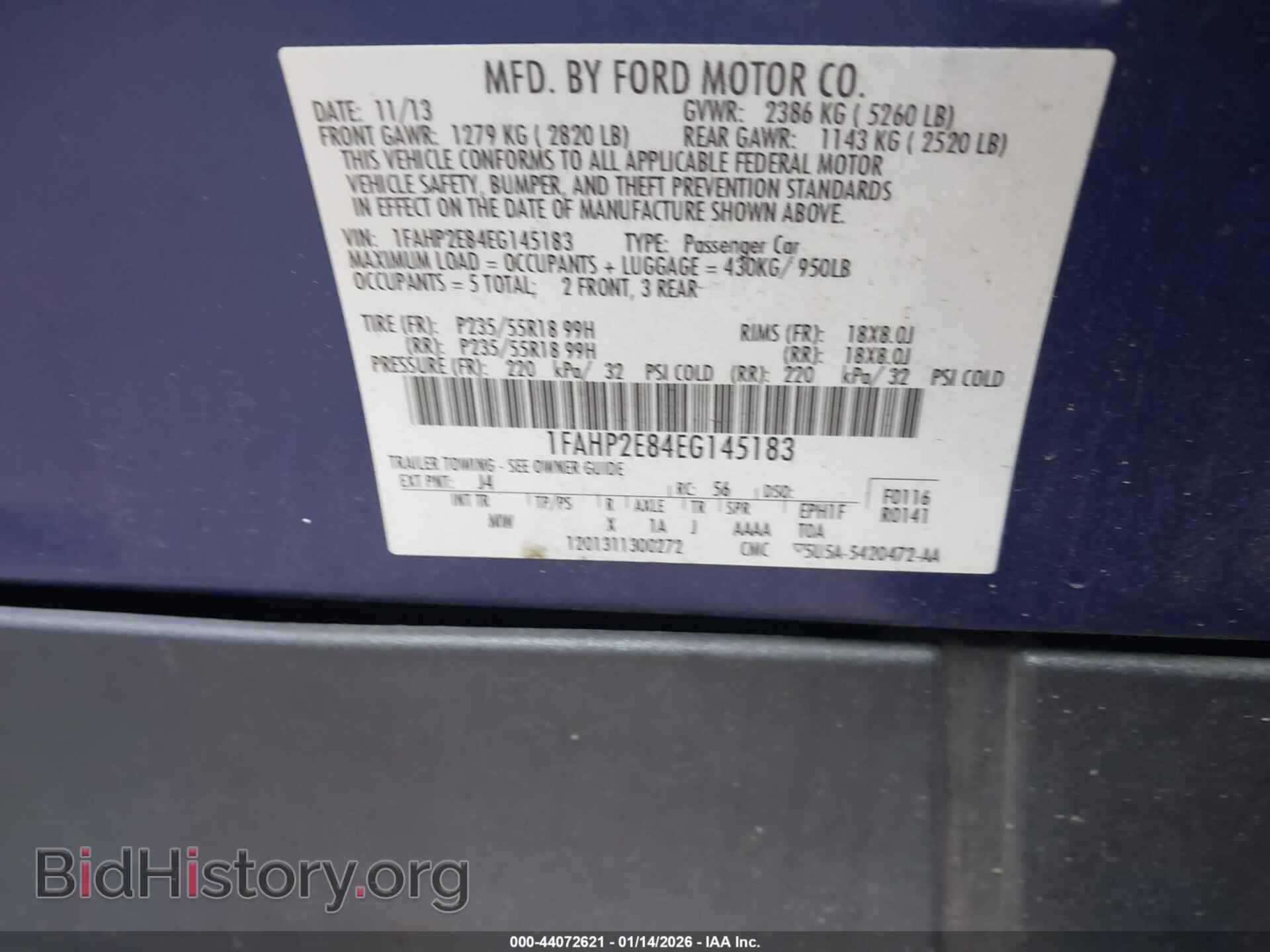 2014 FORD TAURUS - VIN: 1FAHP2E84EG145183 - Фото 9