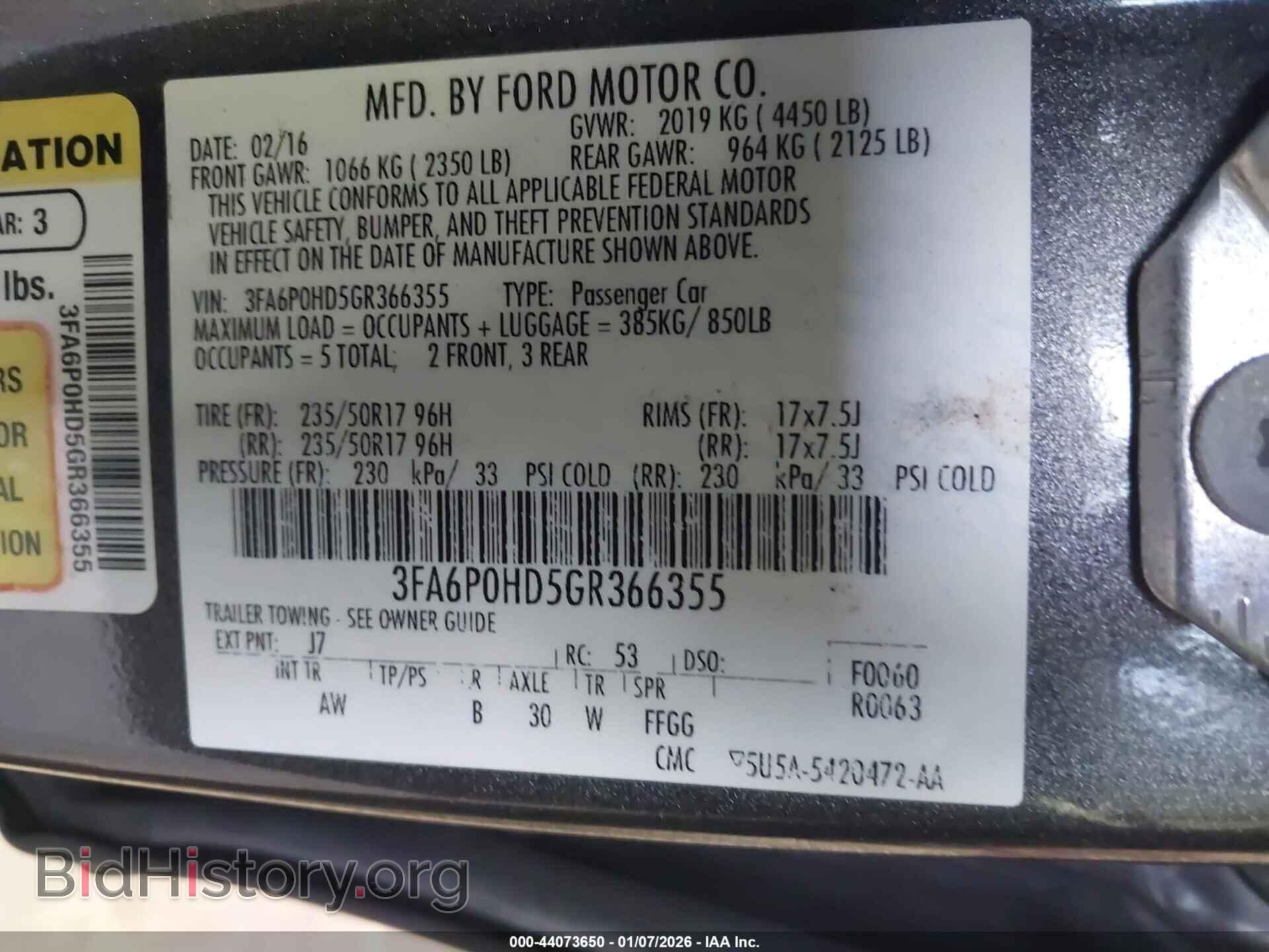 2016 FORD FUSION - VIN: 3FA6P0HD5GR366355 - Фото 9