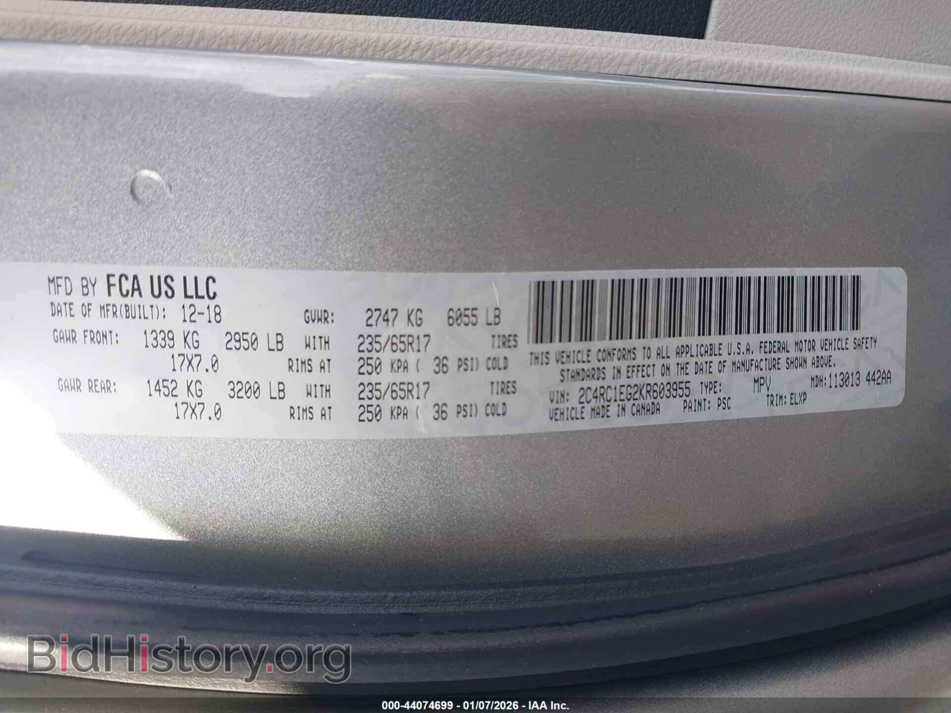 2019 CHRYSLER PACIFICA - VIN: 2C4RC1EG2KR603955 - Photo 9