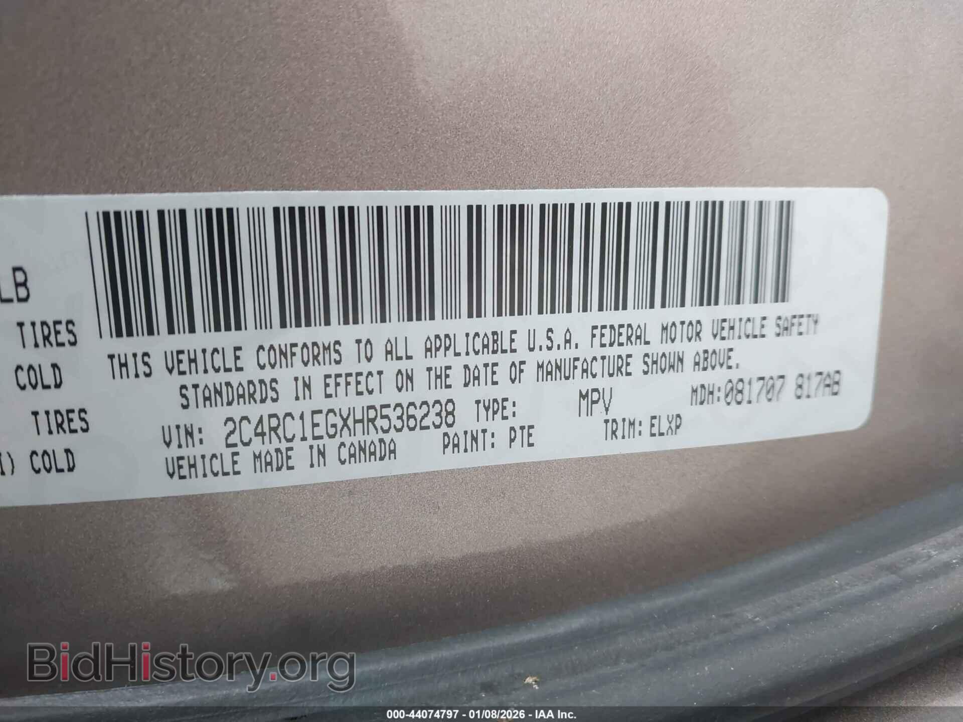 2017 CHRYSLER PACIFICA - VIN: 2C4RC1EGXHR536238 - Фото 9