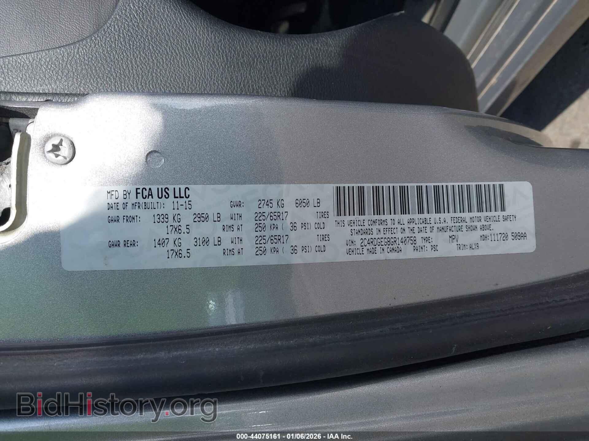 2016 DODGE GRAND CARAVAN - VIN: 2C4RDGEG8GR140758 - Фото 9