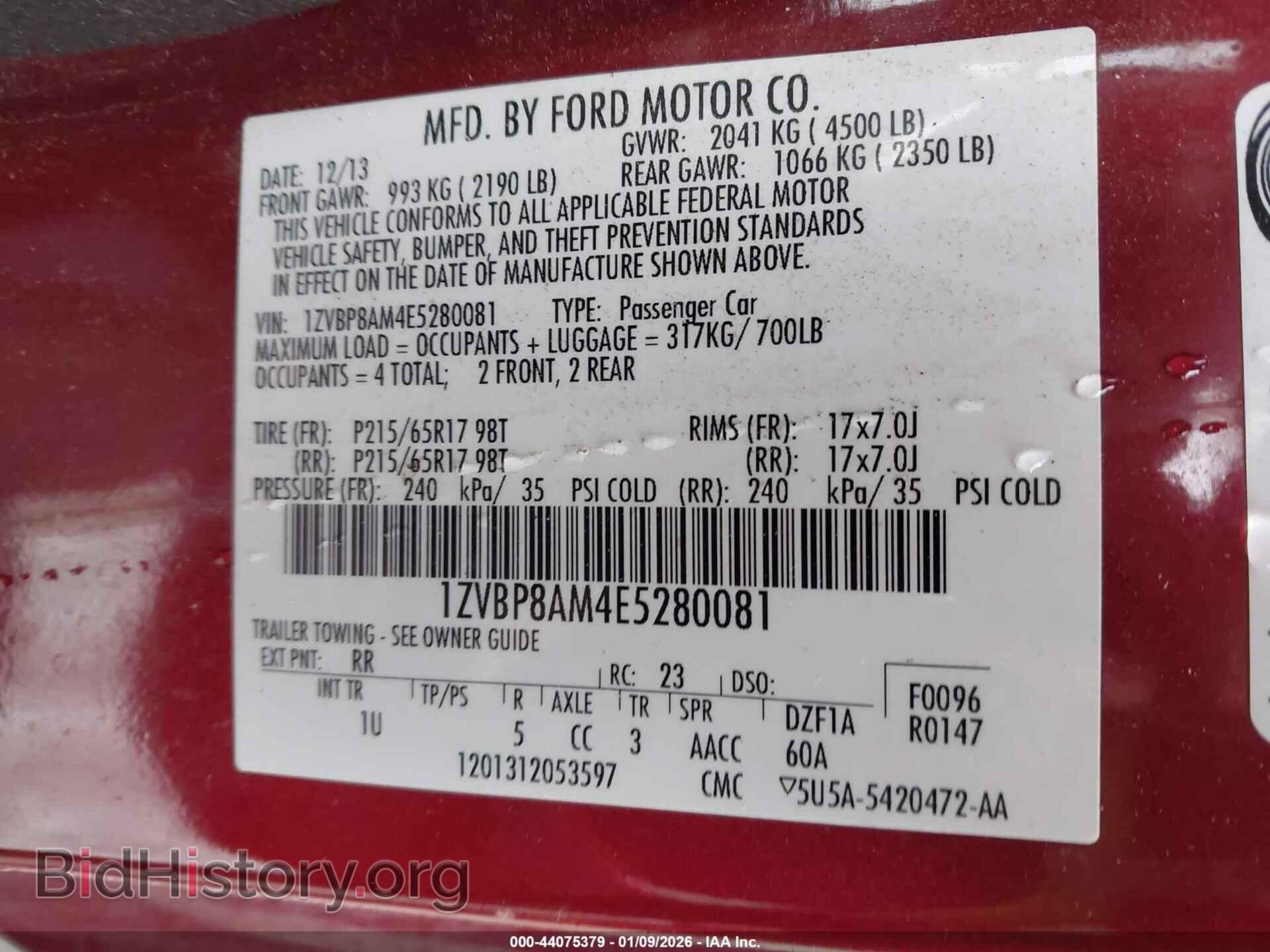 2014 FORD MUSTANG - VIN: 1ZVBP8AM4E5280081 - Фото 9