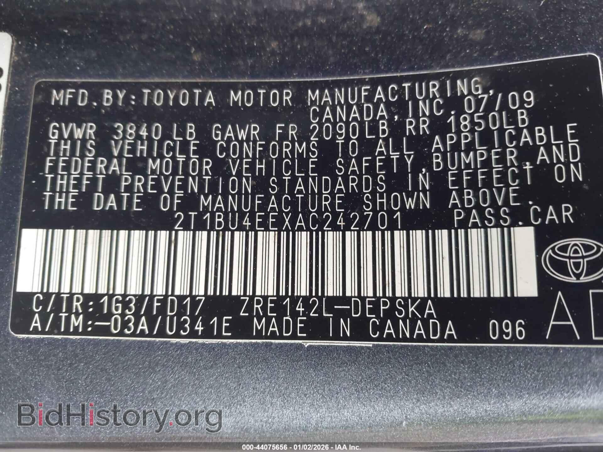 2010 TOYOTA COROLLA - VIN: 2T1BU4EEXAC242701 - Фото 9