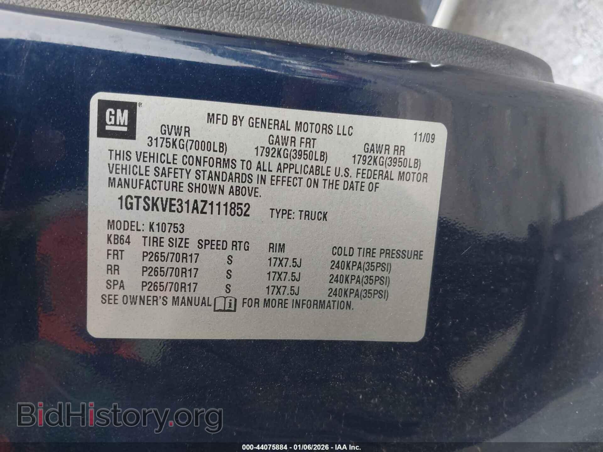 2010 GMC SIERRA 1500 - VIN: 1GTSKVE31AZ111852 - Фото 9