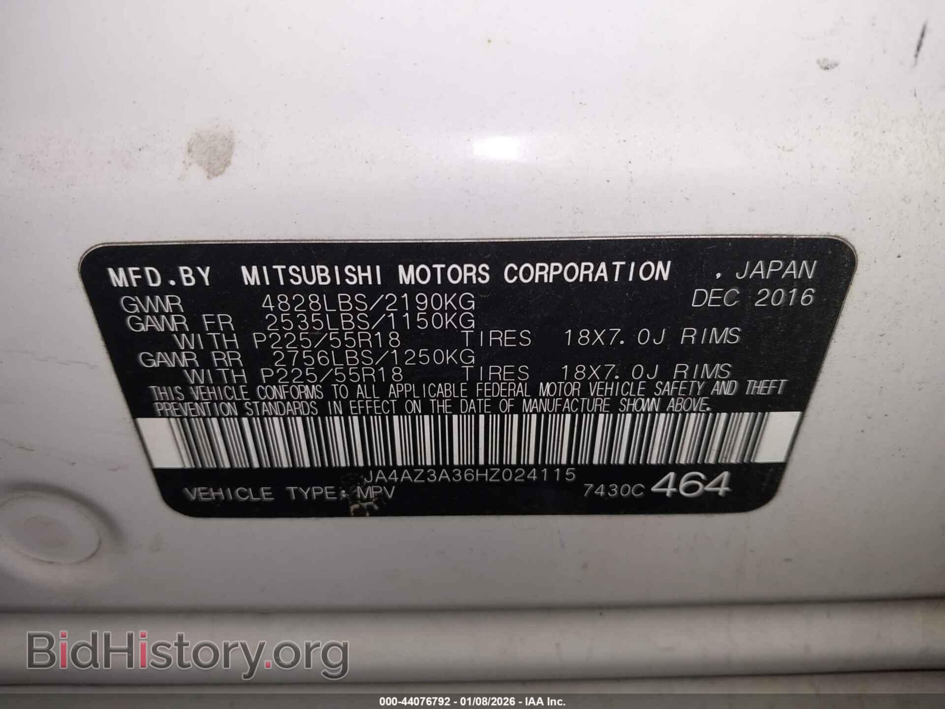 2017 MITSUBISHI OUTLANDER - VIN: JA4AZ3A36HZ024115 - Фото 9