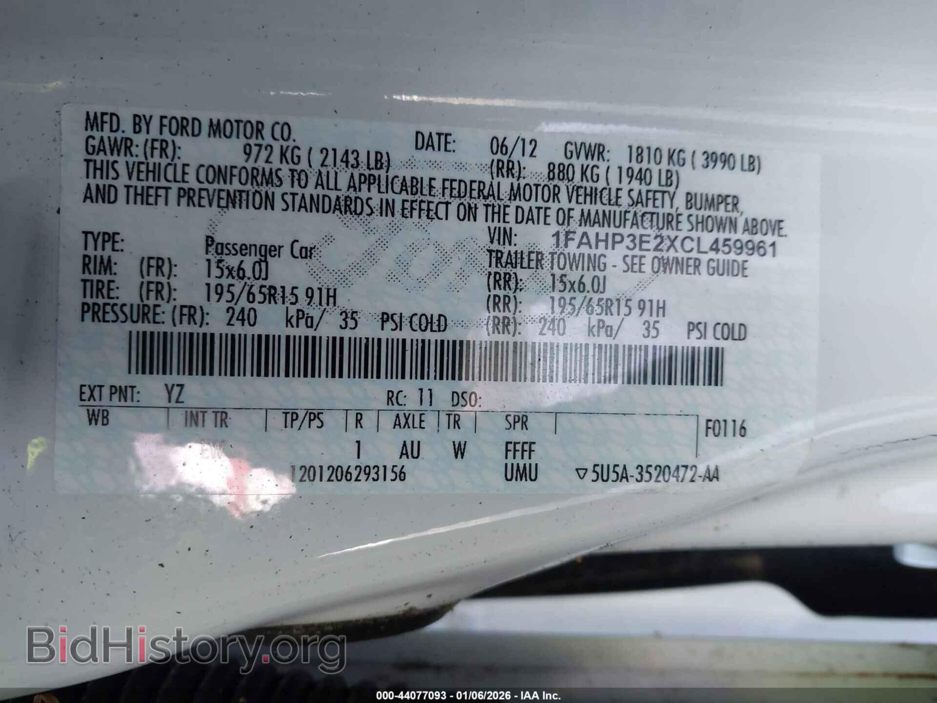 2012 FORD FOCUS - VIN: 1FAHP3E2XCL459961 - Фото 9