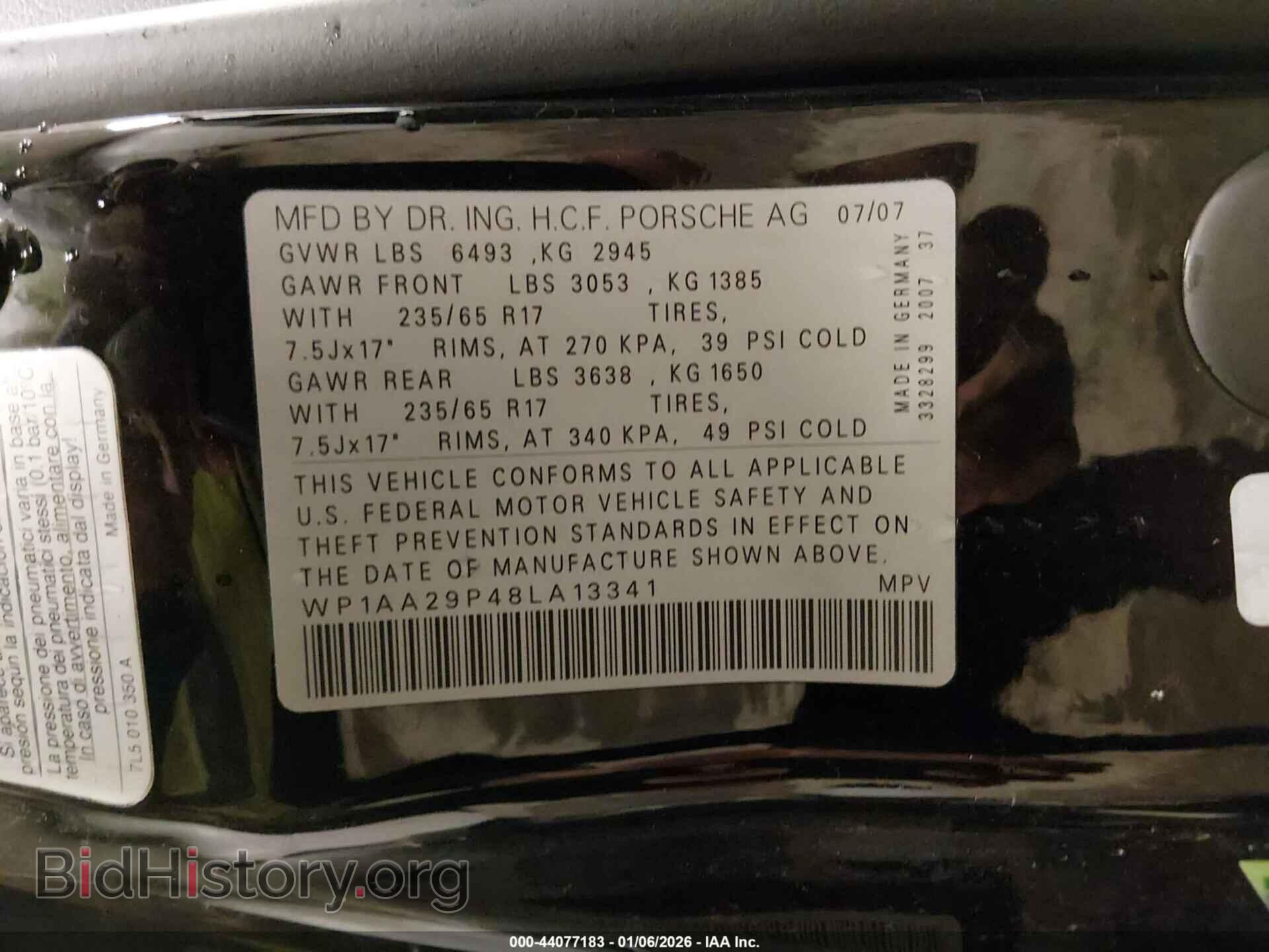 2008 PORSCHE CAYENNE - VIN: WP1AA29P48LA13341 - Фото 9
