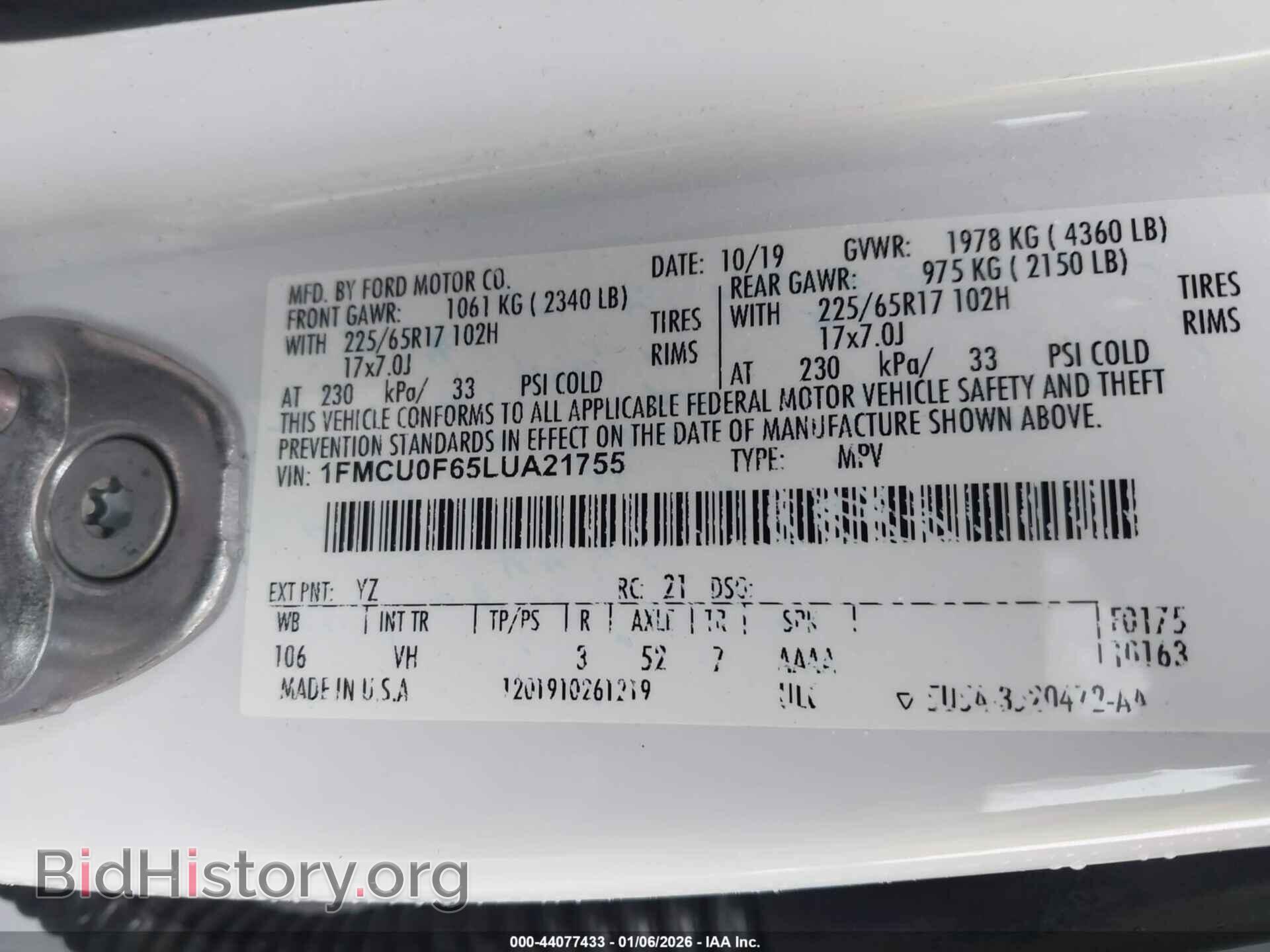 2020 FORD ESCAPE - VIN: 1FMCU0F65LUA21755 - Photo 9