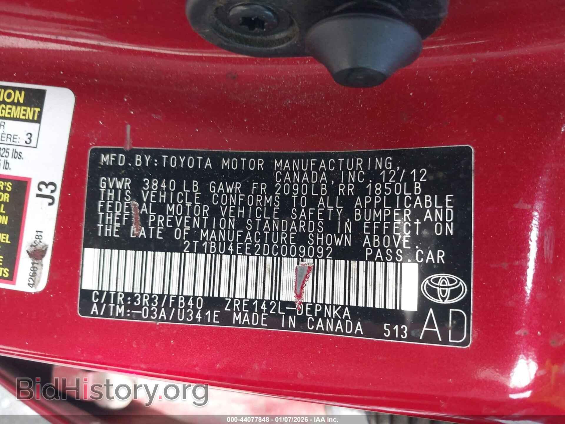 2013 TOYOTA COROLLA - VIN: 2T1BU4EE2DC009092 - Фото 9