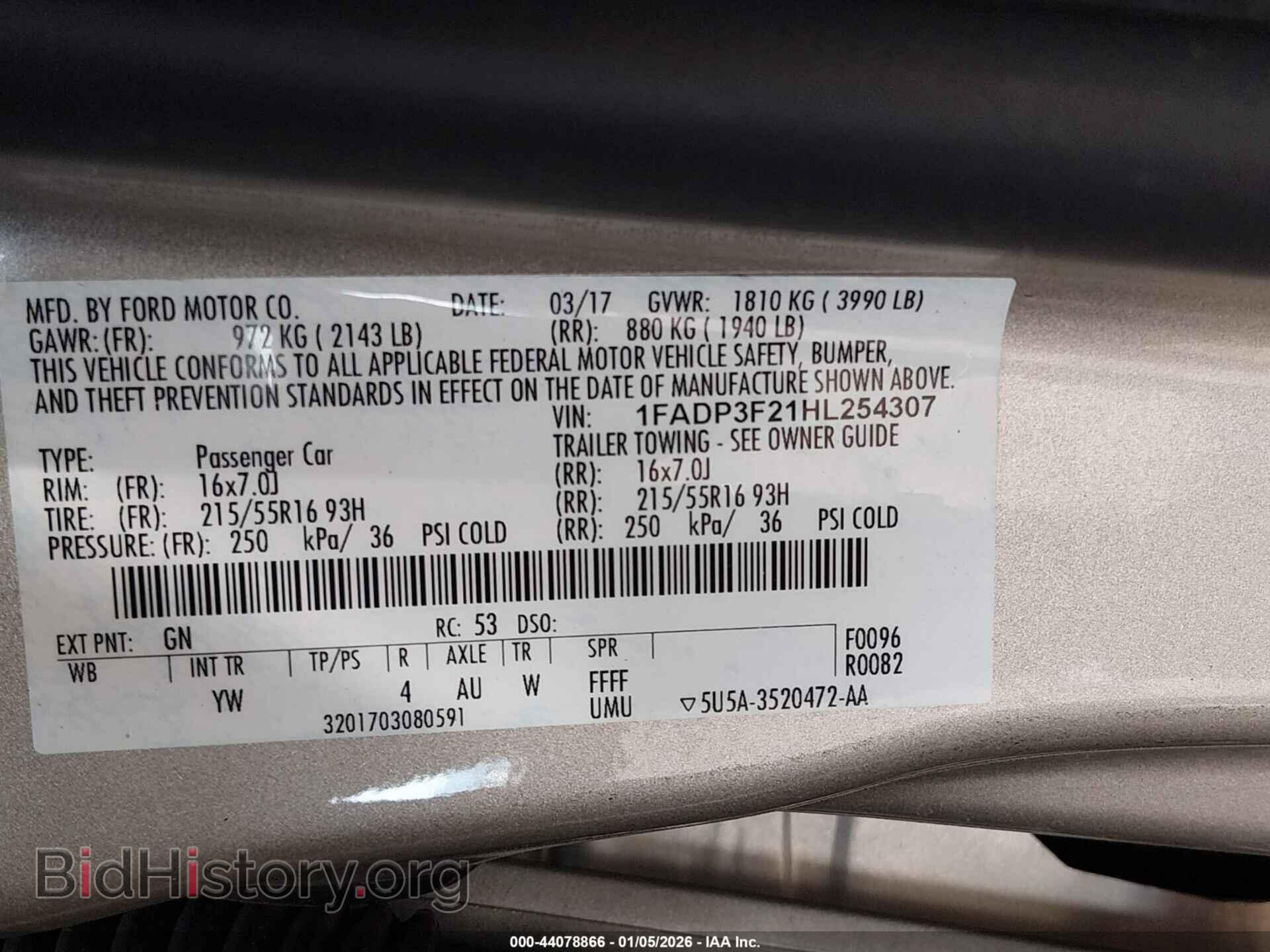 2017 FORD FOCUS - VIN: 1FADP3F21HL254307 - Фото 9