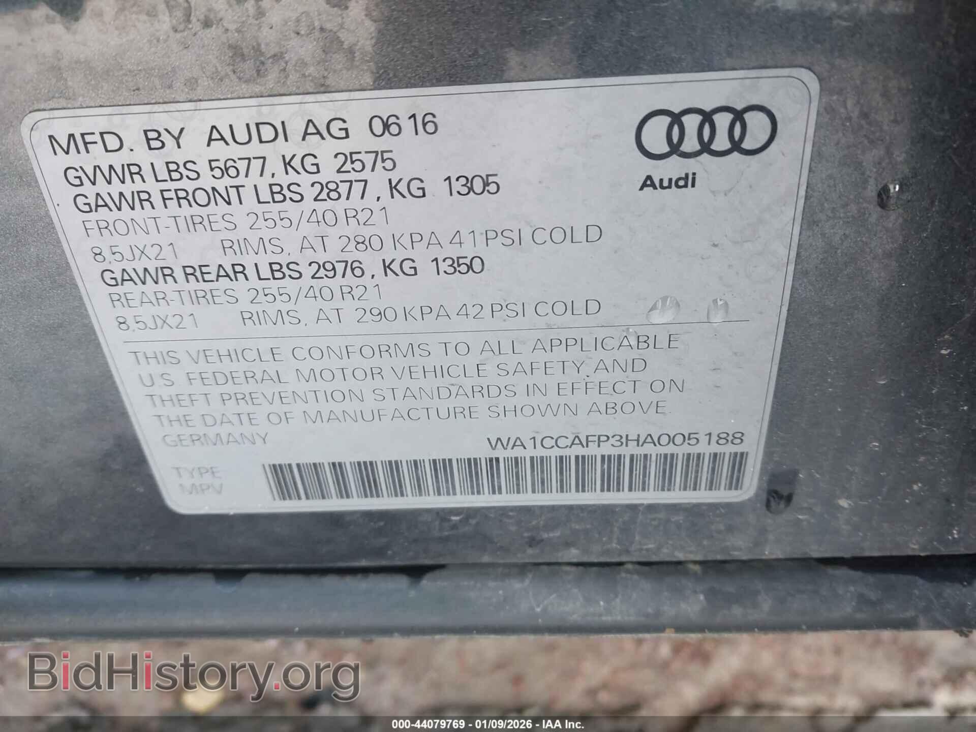 2017 AUDI SQ5 - VIN: WA1CCAFP3HA005188 - Фото 9
