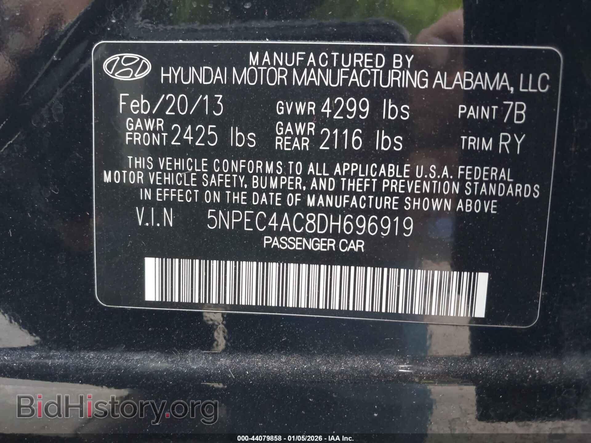 2013 HYUNDAI SONATA - VIN: 5NPEC4AC8DH696919 - Фото 9