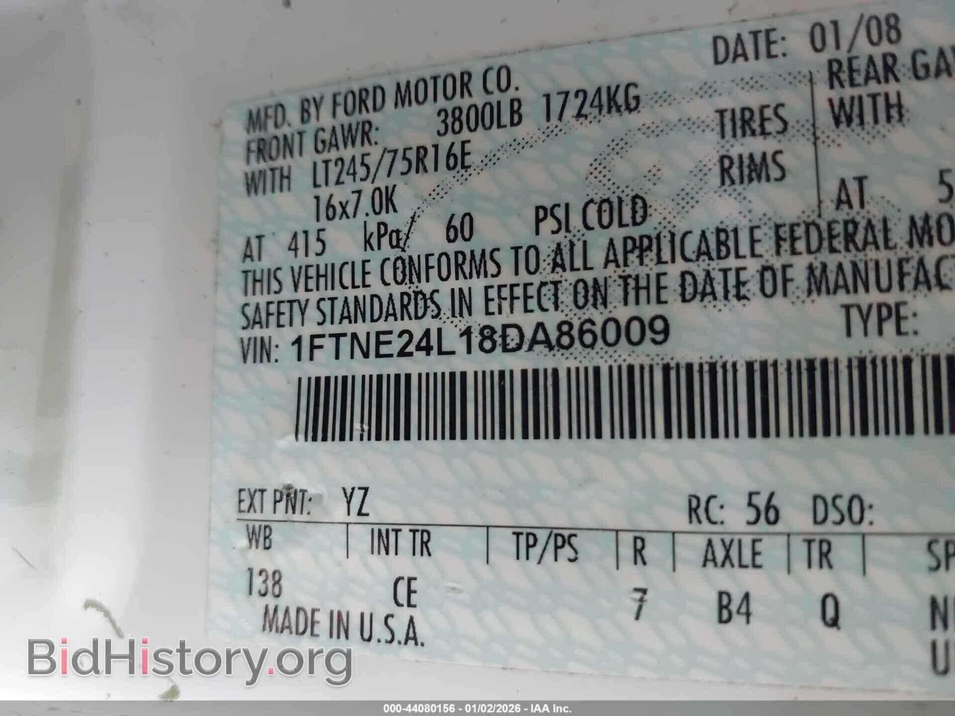 2008 FORD E-250 - VIN: 1FTNE24L18DA86009 - Фото 9