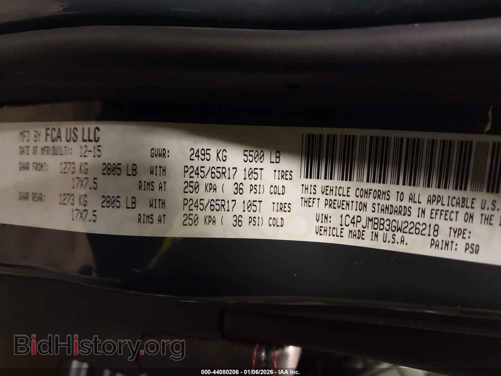 2016 JEEP CHEROKEE - VIN: 1C4PJMBB3GW226218 - Фото 9