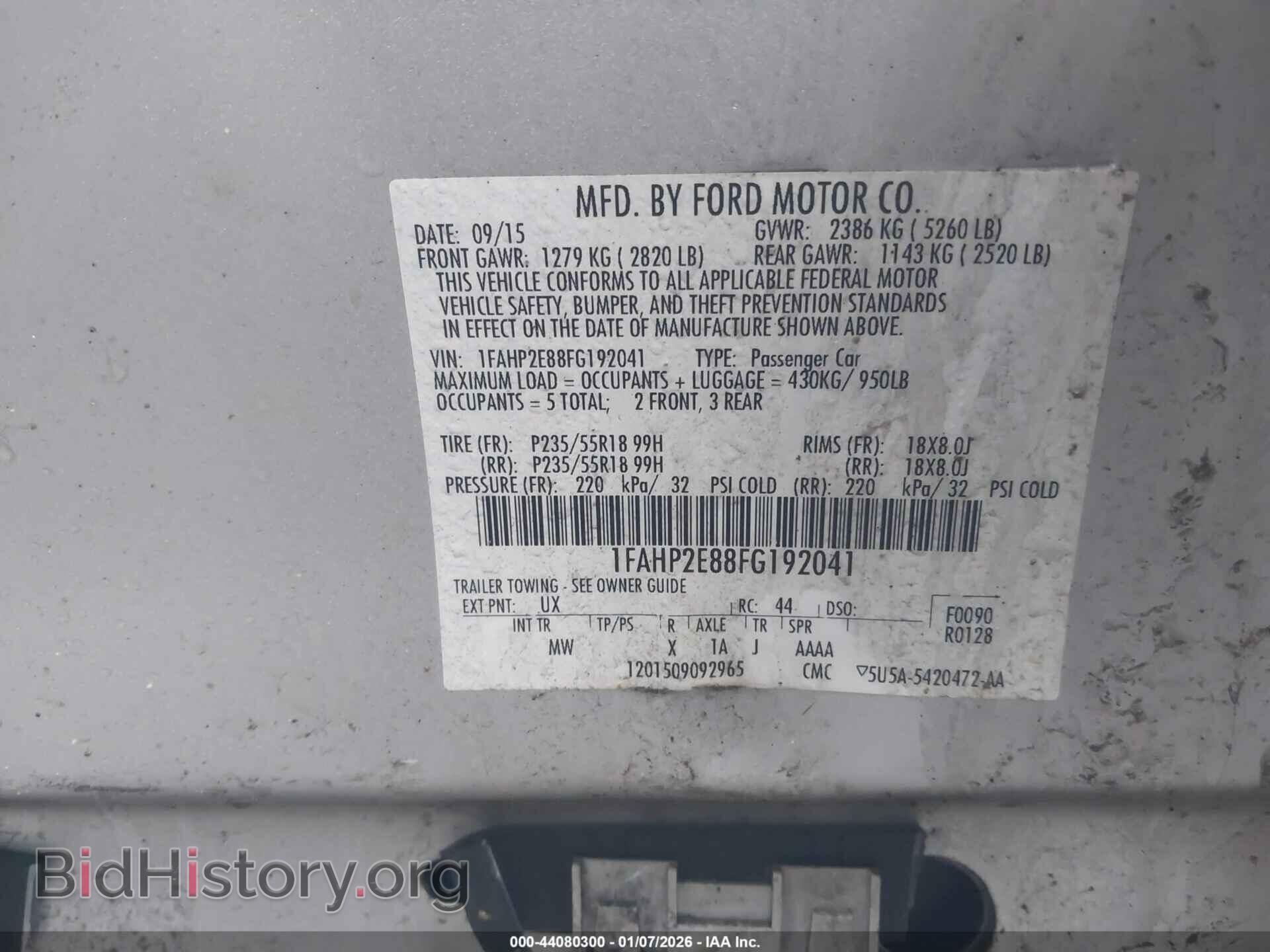 2015 FORD TAURUS - VIN: 1FAHP2E88FG192041 - Photo 9