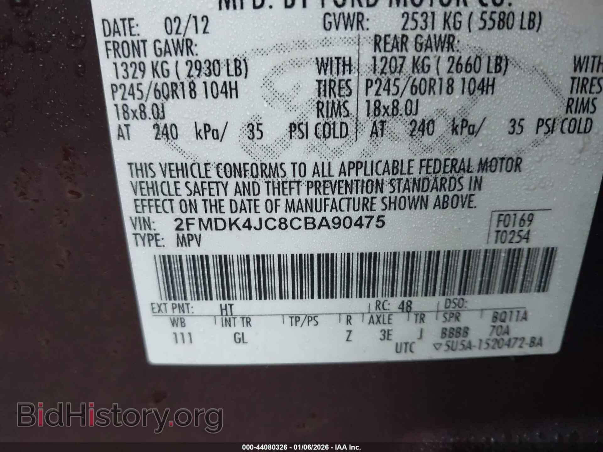 2012 FORD EDGE - VIN: 2FMDK4JC8CBA90475 - Photo 9