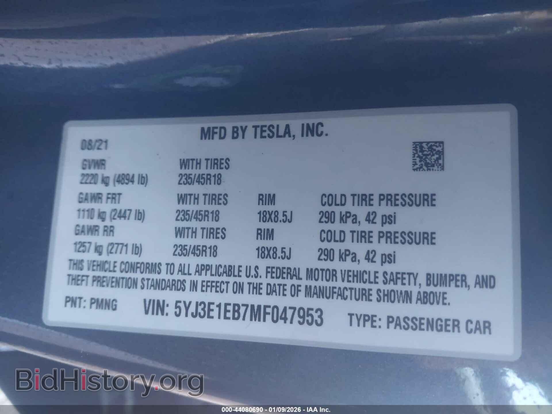 2021 TESLA MODEL 3 - VIN: 5YJ3E1EB7MF047953 - Photo 9