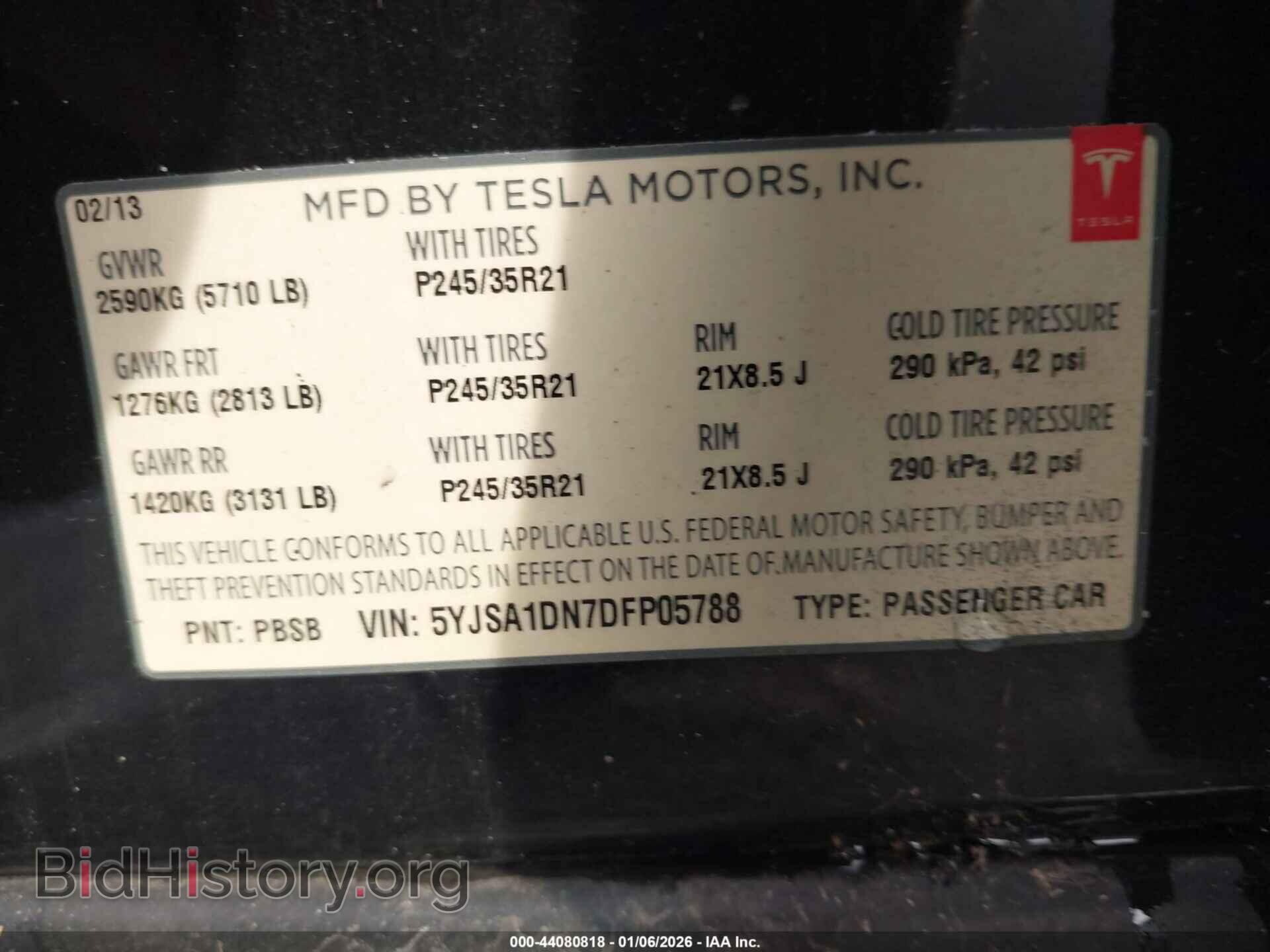 2013 TESLA MODEL S - VIN: 5YJSA1DN7DFP05788 - Photo 9