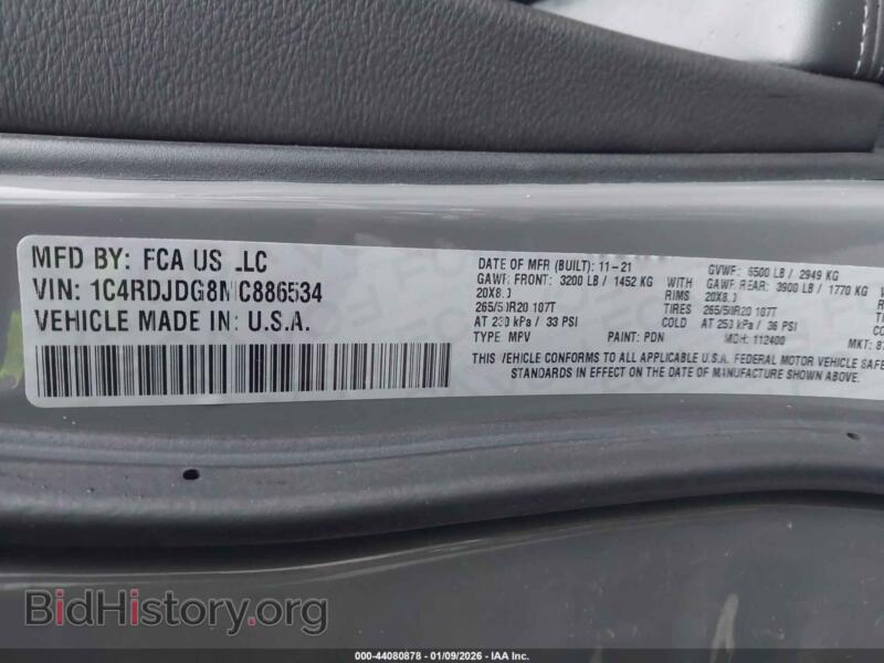 2021 Dodge DURANGO (VIN 1C4RDJDG8MC886534) — photo 9 of 15