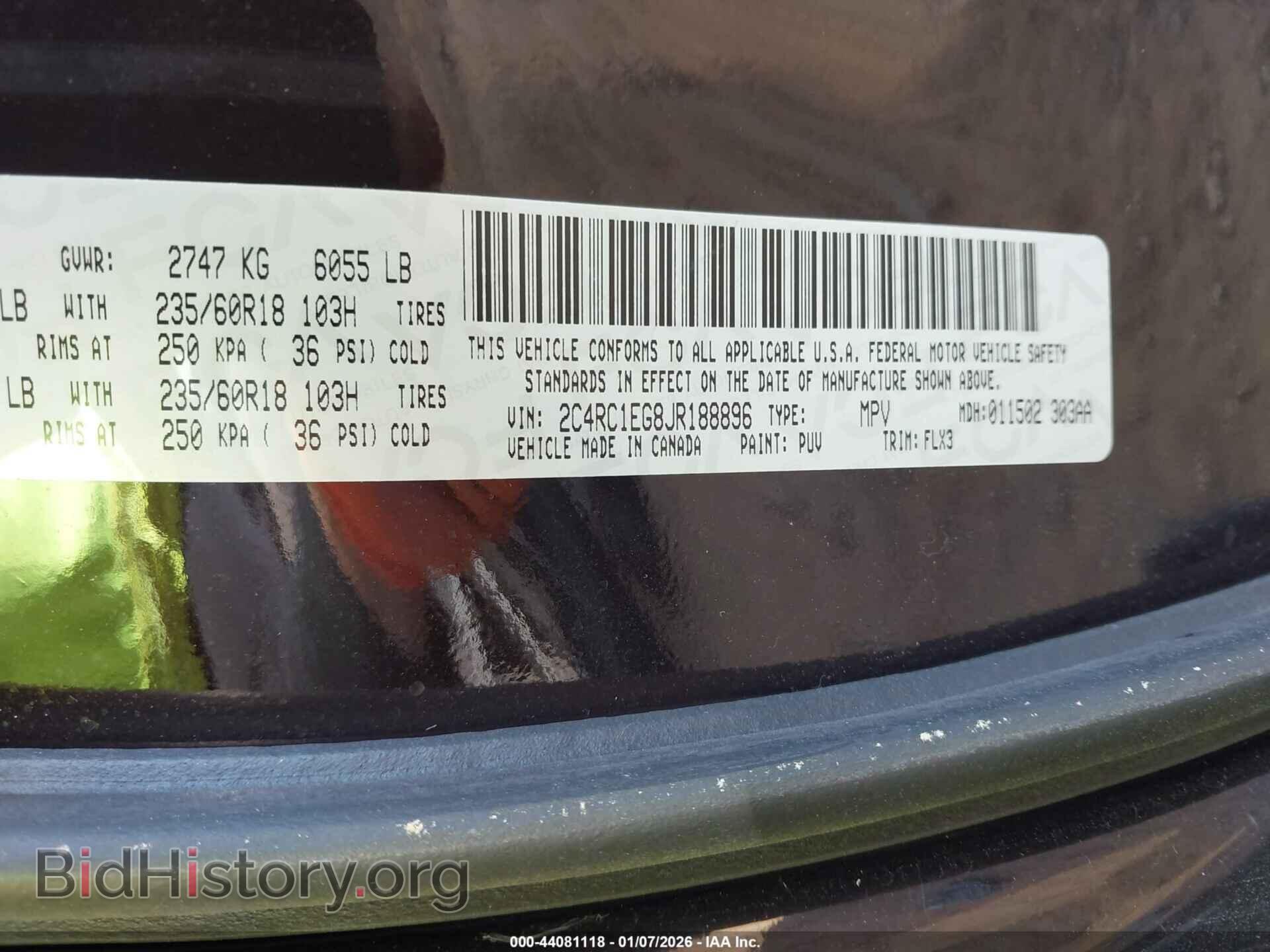 2018 CHRYSLER PACIFICA - VIN: 2C4RC1EG8JR188896 - Фото 9
