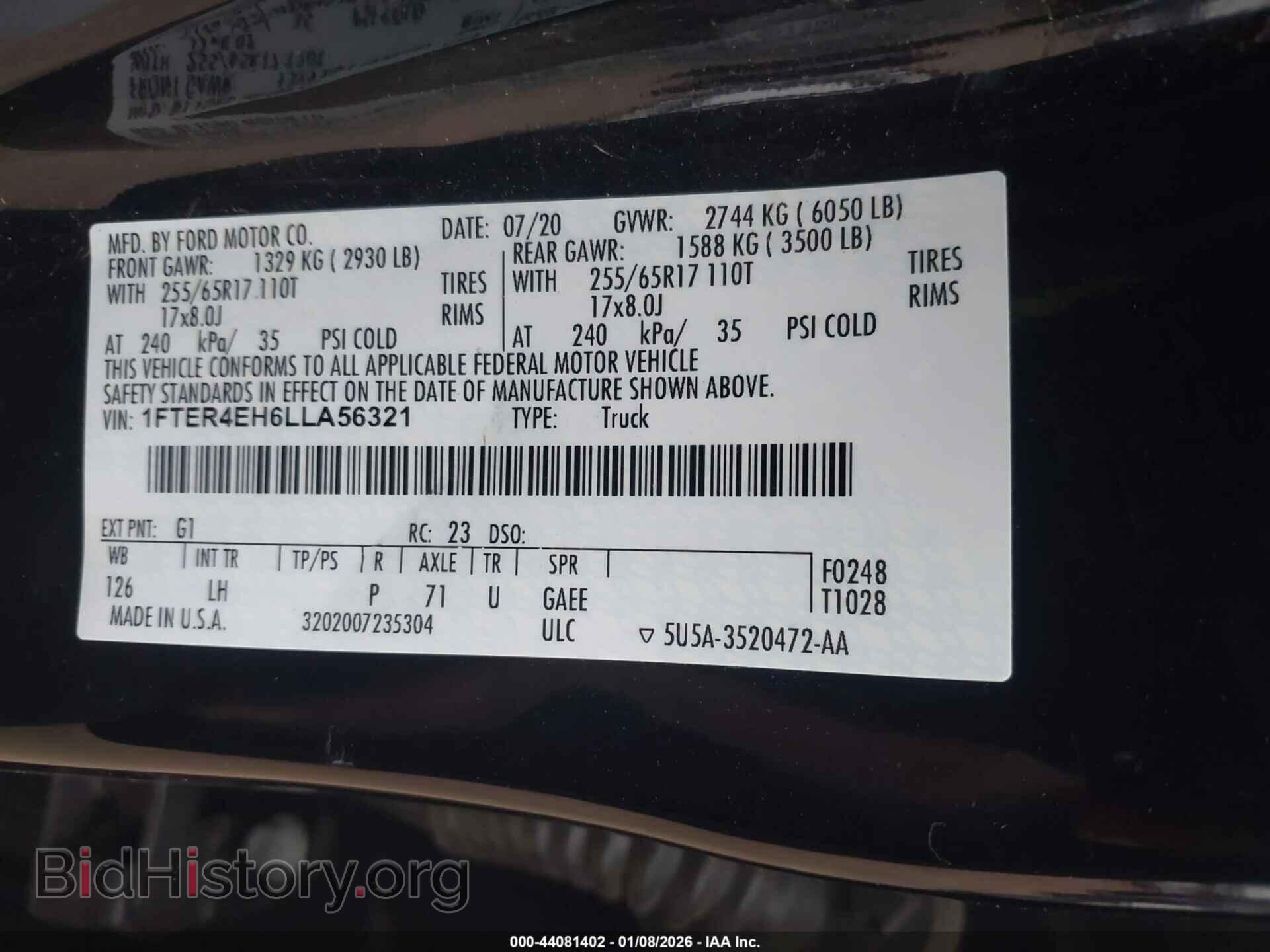 2020 FORD RANGER - VIN: 1FTER4EH6LLA56321 - Фото 9