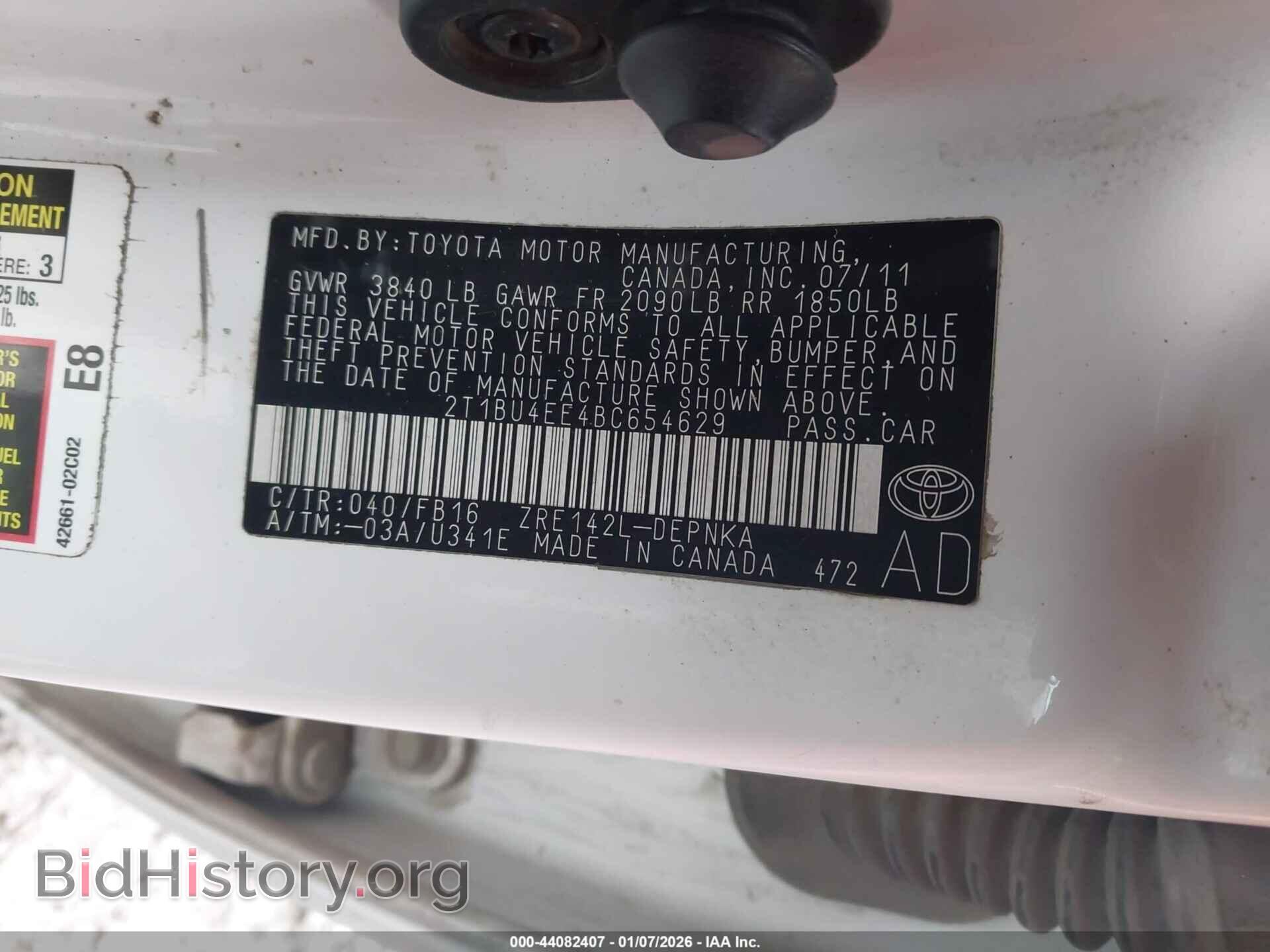 2011 TOYOTA COROLLA - VIN: 2T1BU4EE4BC654629 - Фото 9