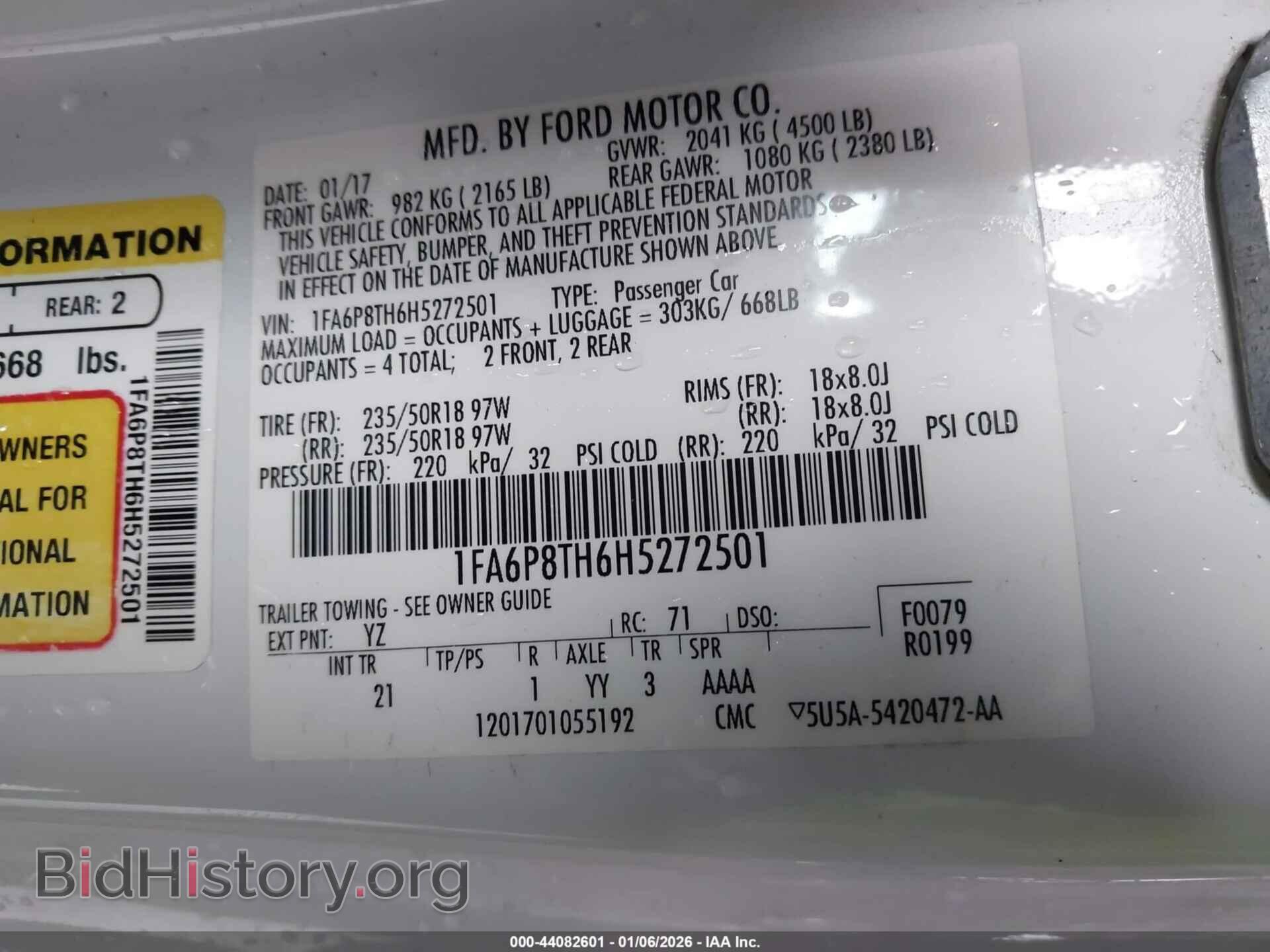 2017 FORD MUSTANG - VIN: 1FA6P8TH6H5272501 - Фото 9
